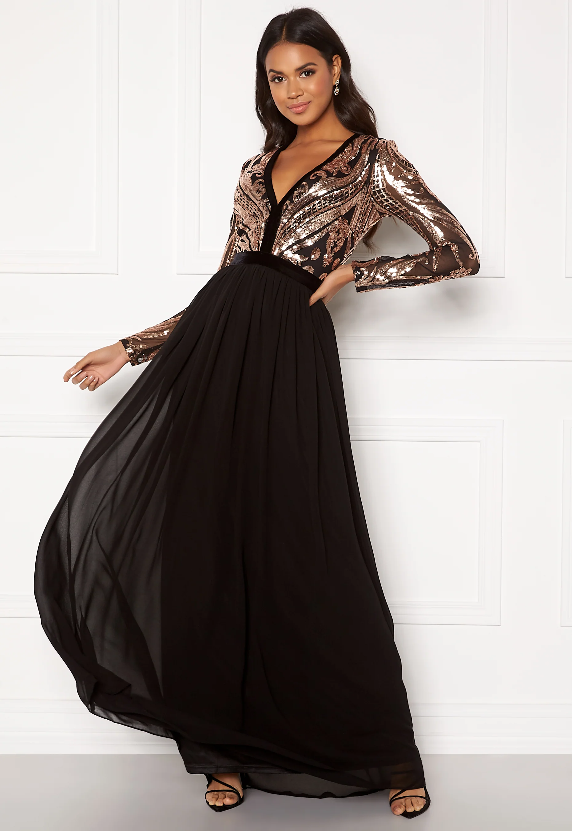 Deep V Sequin Maxi Dress - Image 3