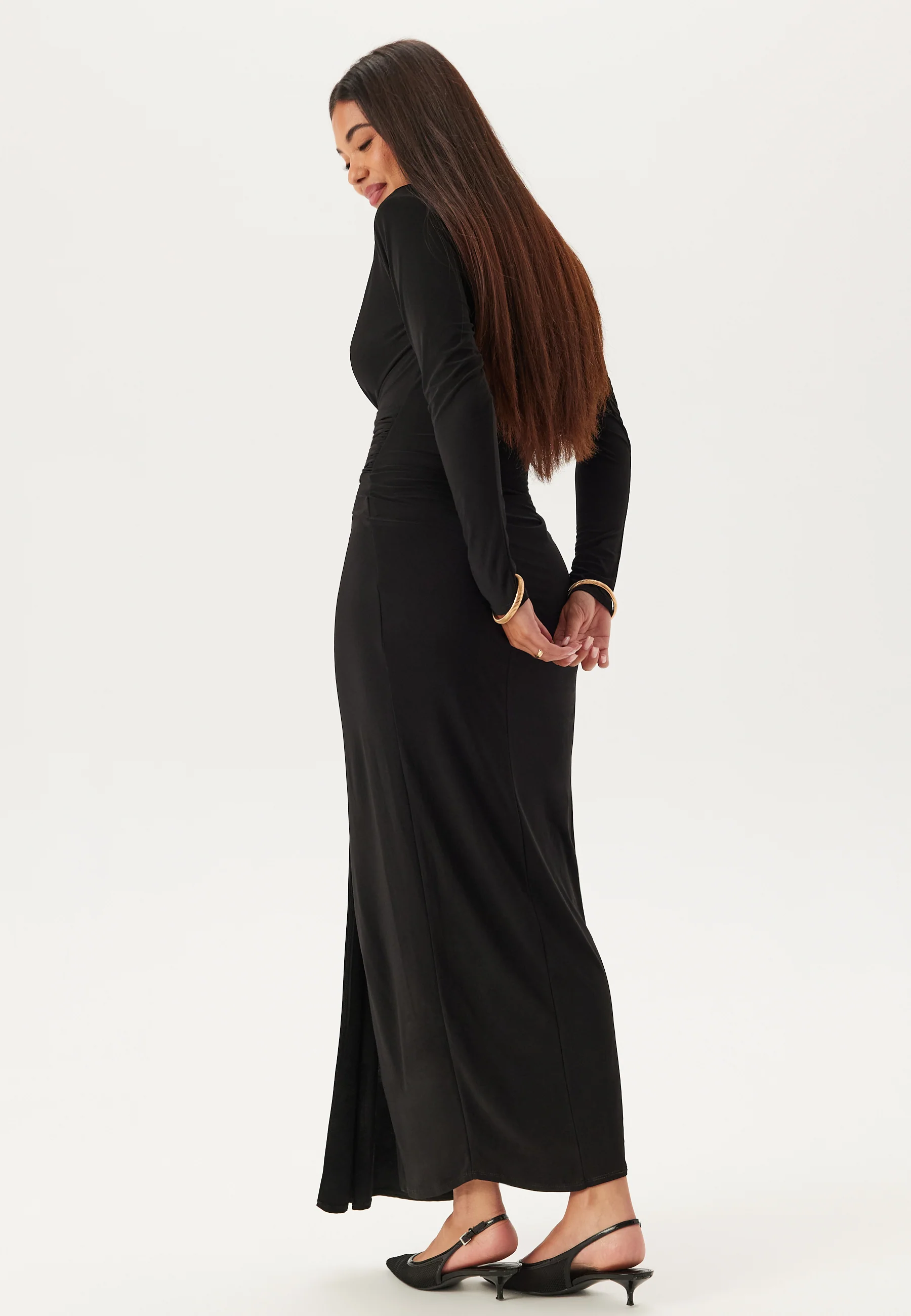 Deep V Wrap Front Maxi Dress - Image 2