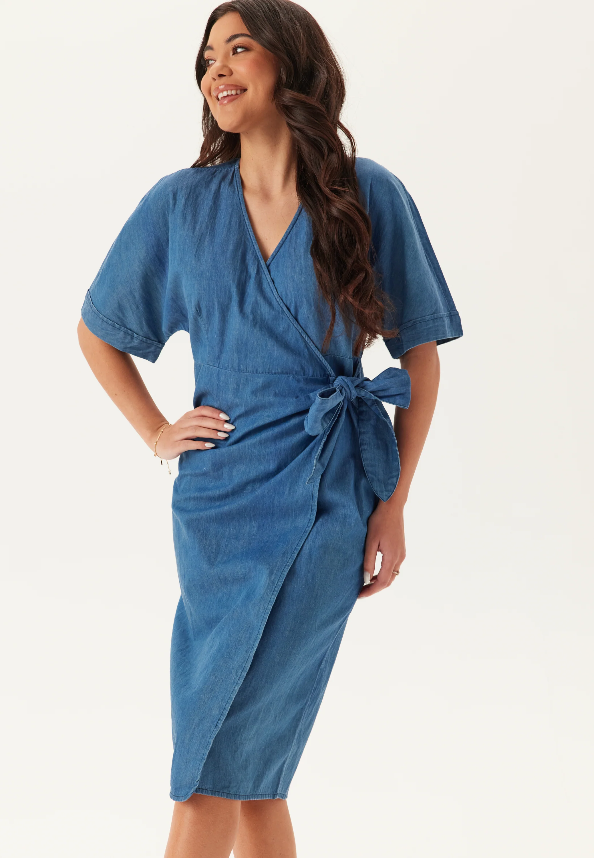 Denim Wrap Dress - Image 4