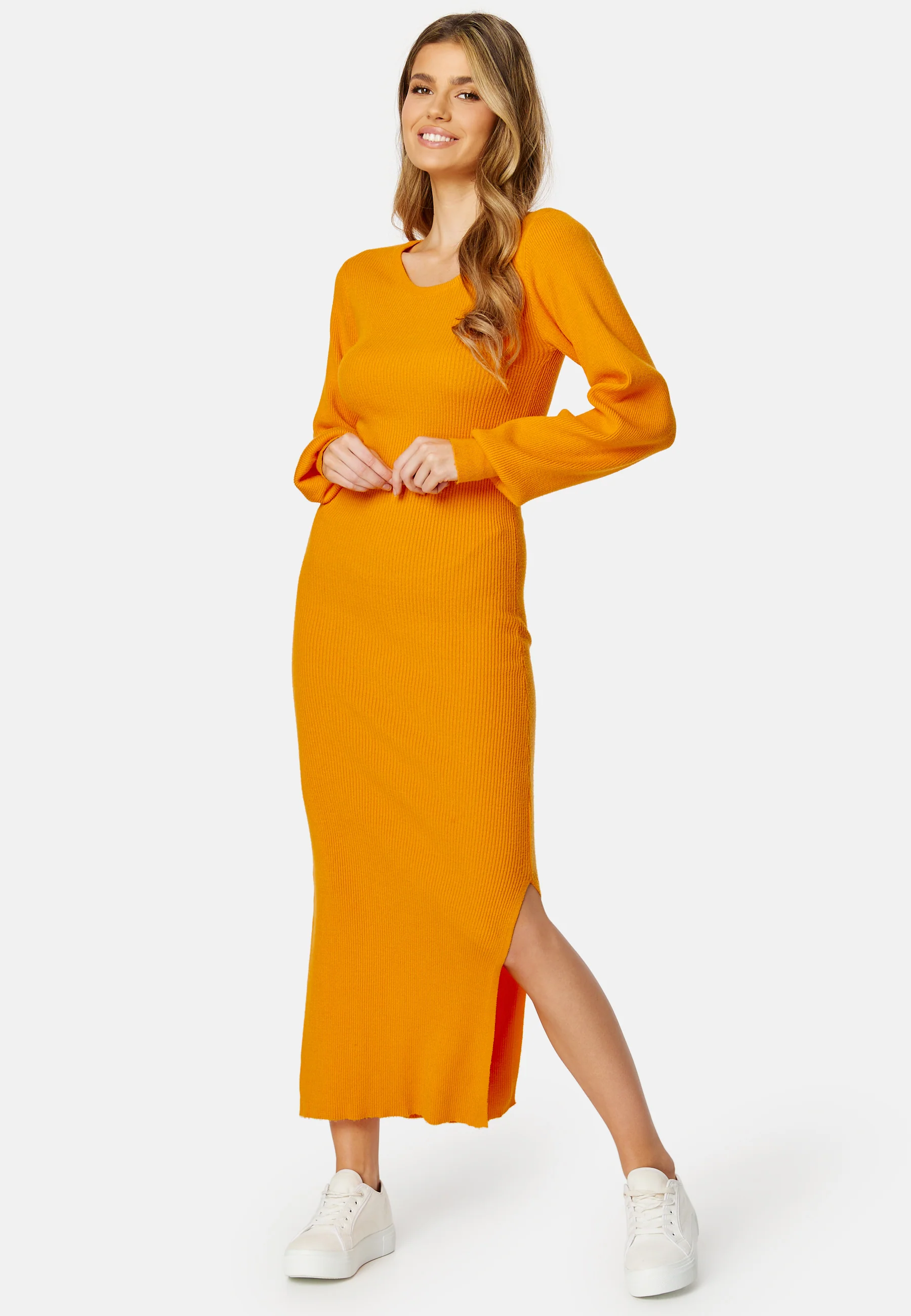 Dicte LS Long Slit Knit Dress