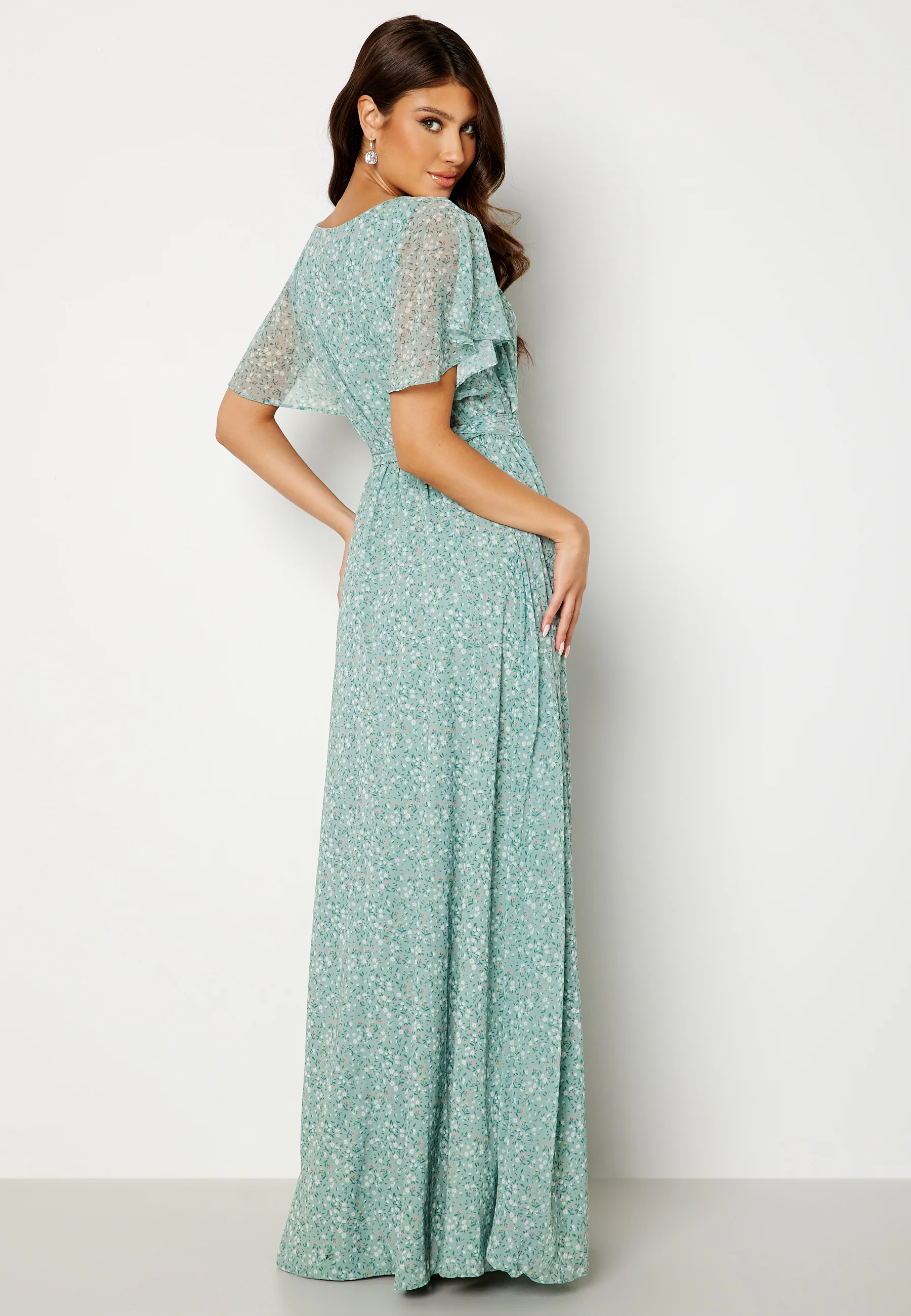 Ditsy Flutter Sleeve Maxi Dress - Image 2