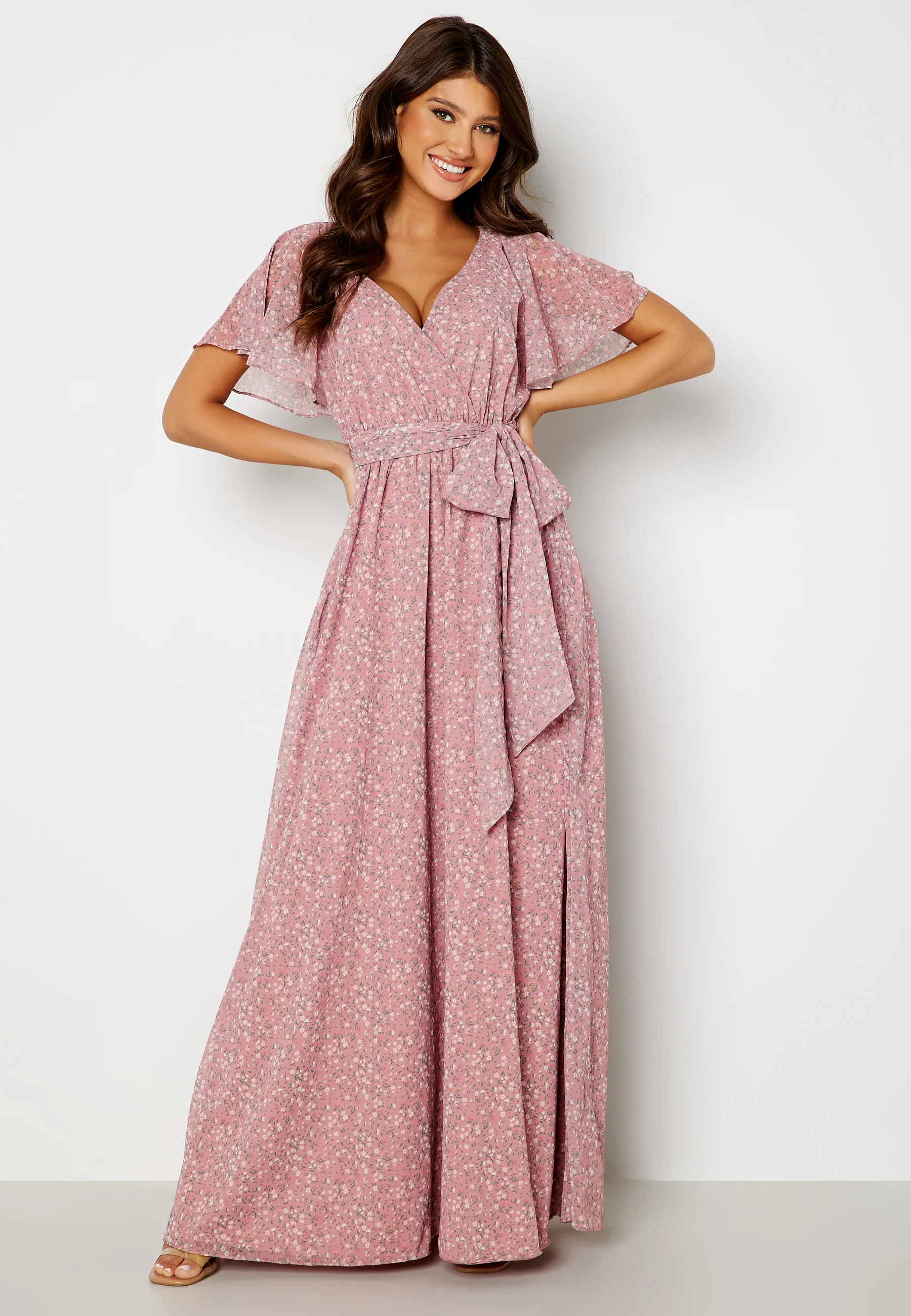 Ditsy Flutter Sleeve Maxi Dress - Image 2