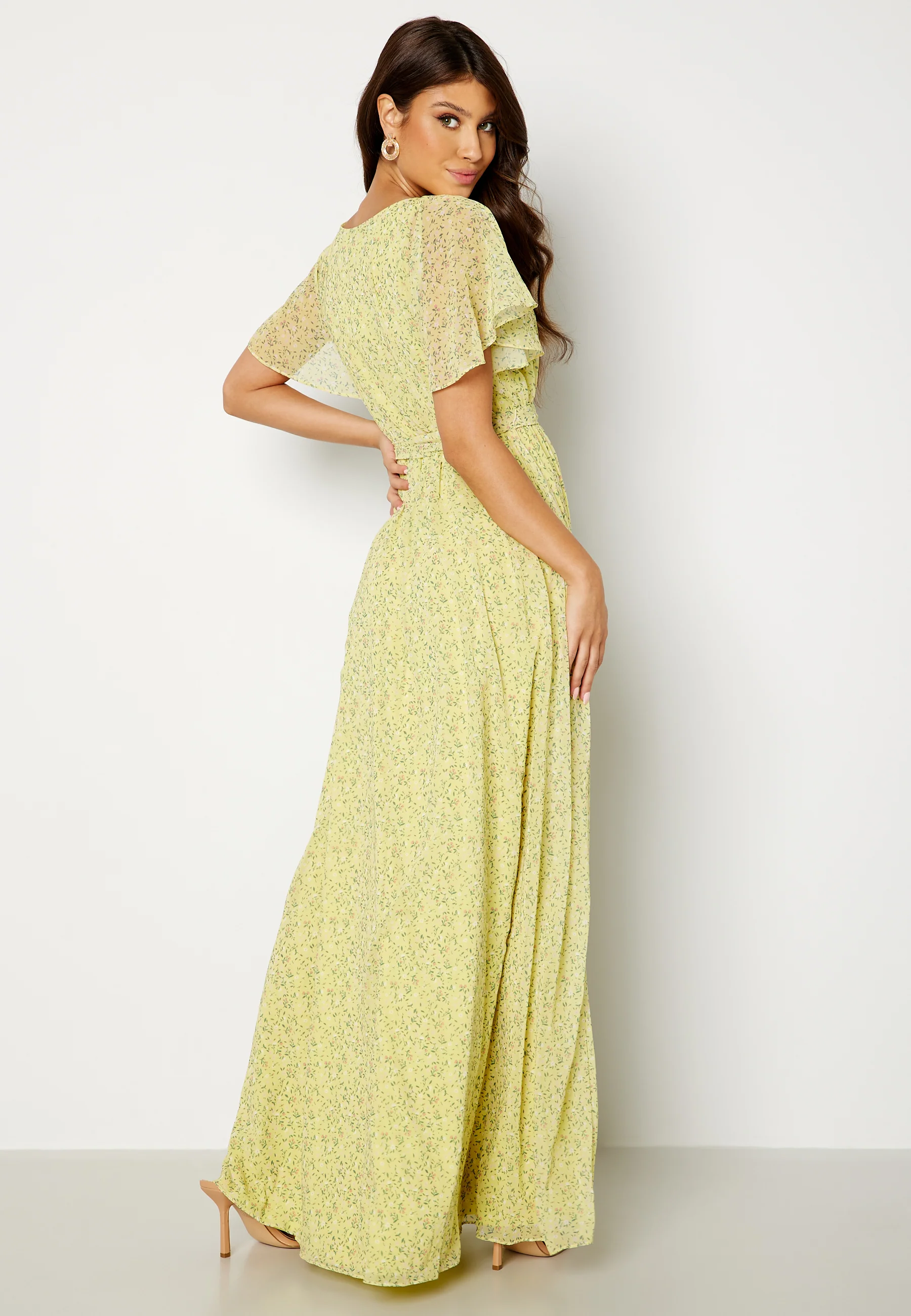 Ditsy Flutter Sleeve Maxi Dress - Image 3