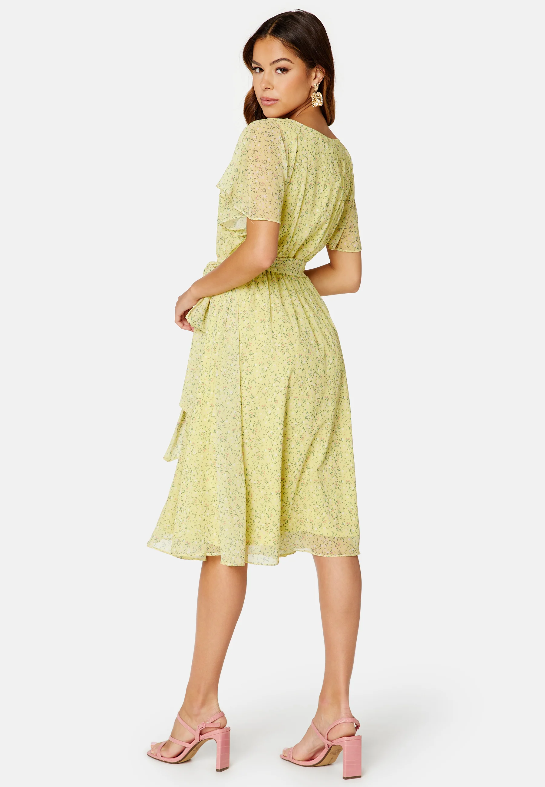 Ditsy Flutter Sleeve Midi Dress - Image 2