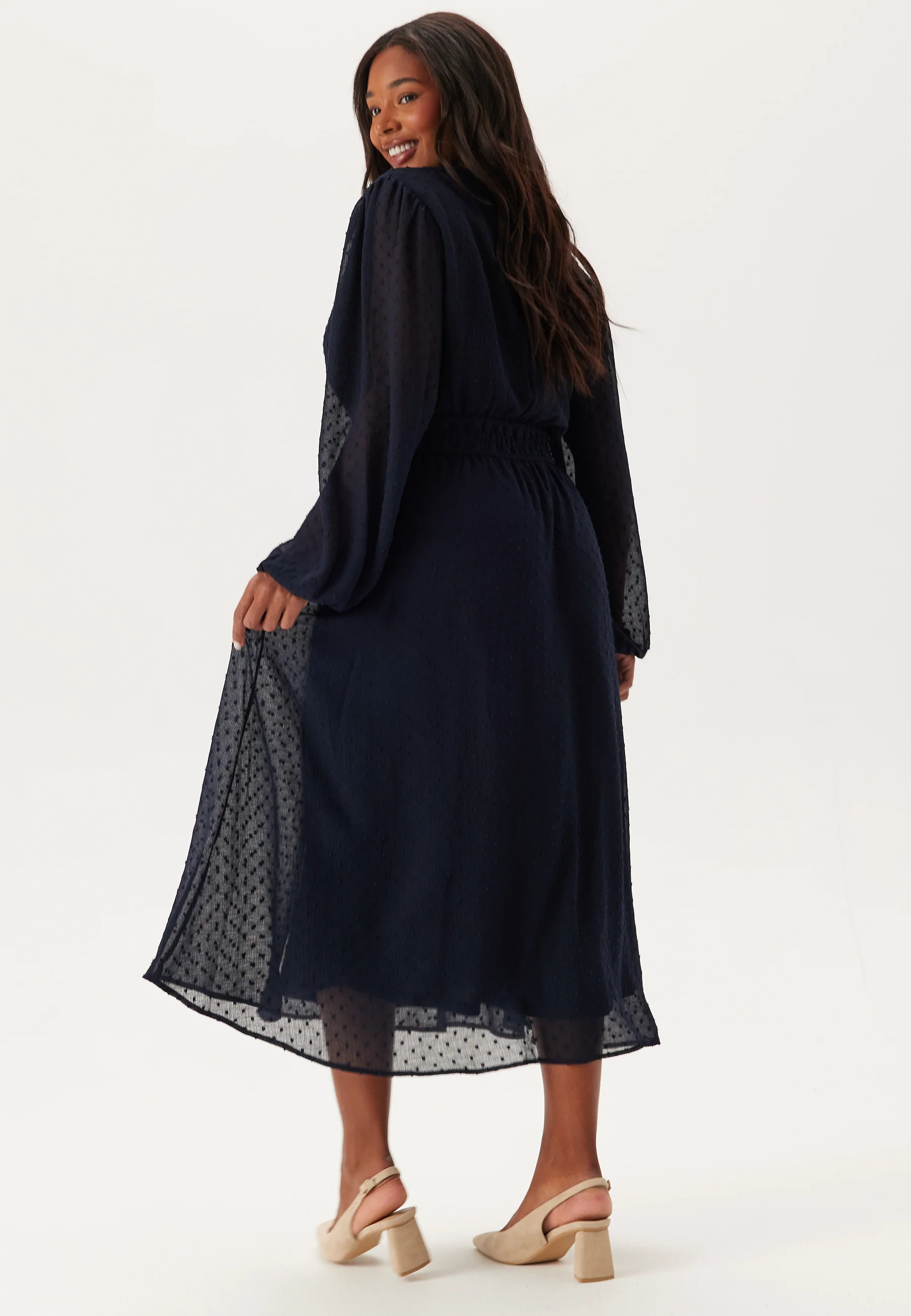 Dobby Dot Smock Midi Dress - Image 6