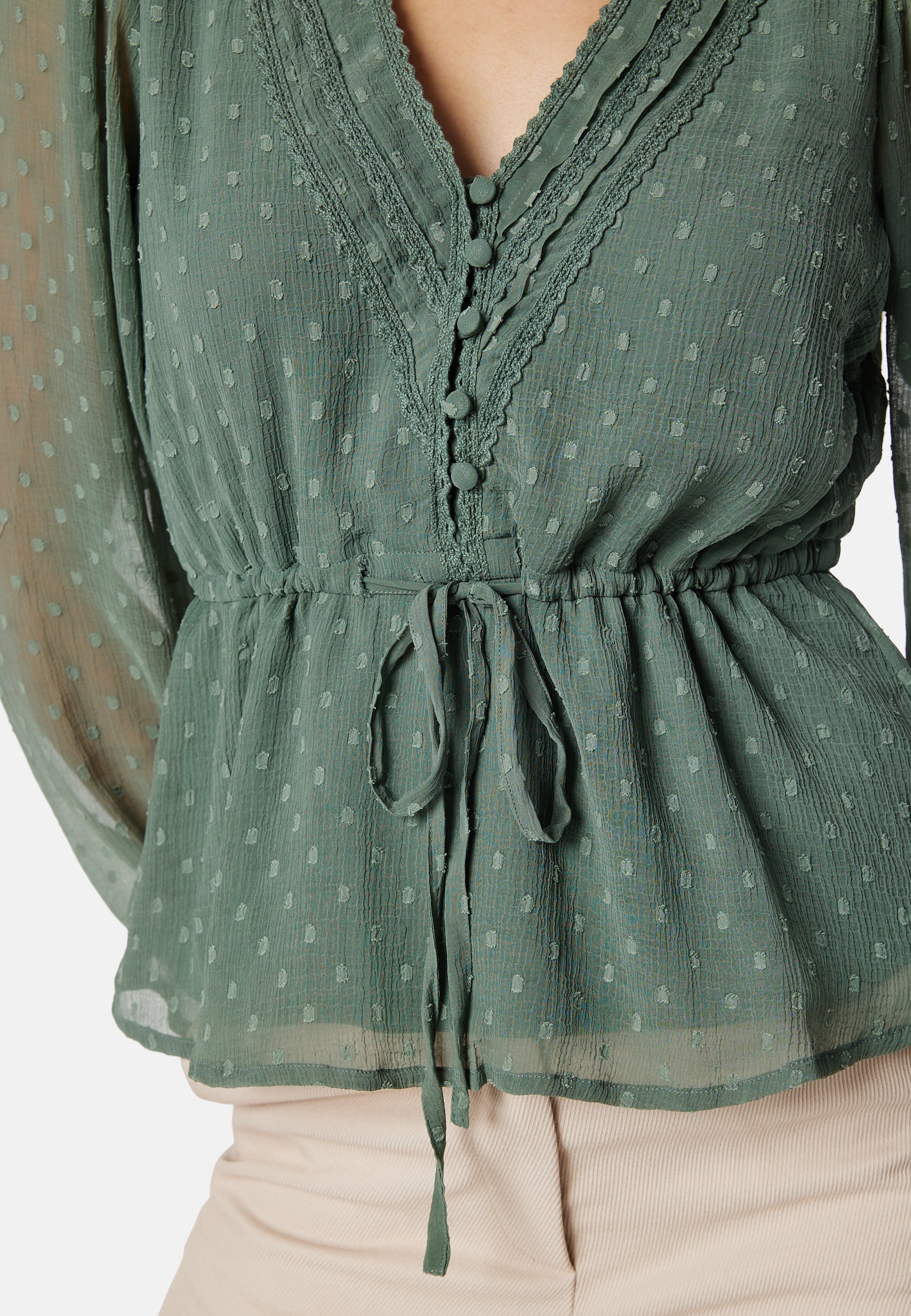 Dobby Dot V-neck Blouse - Image 4
