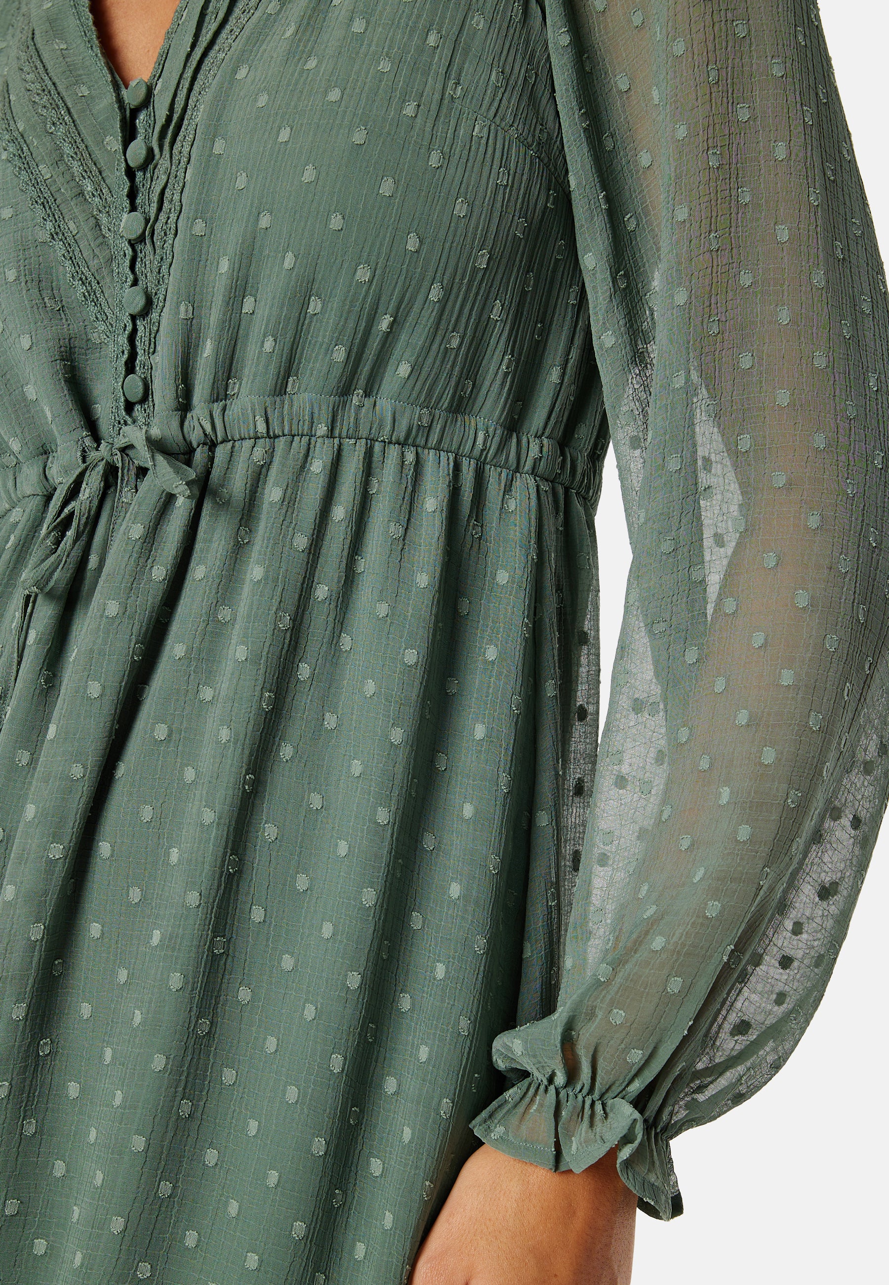 Dobby Dot V-neck Dress - Image 3