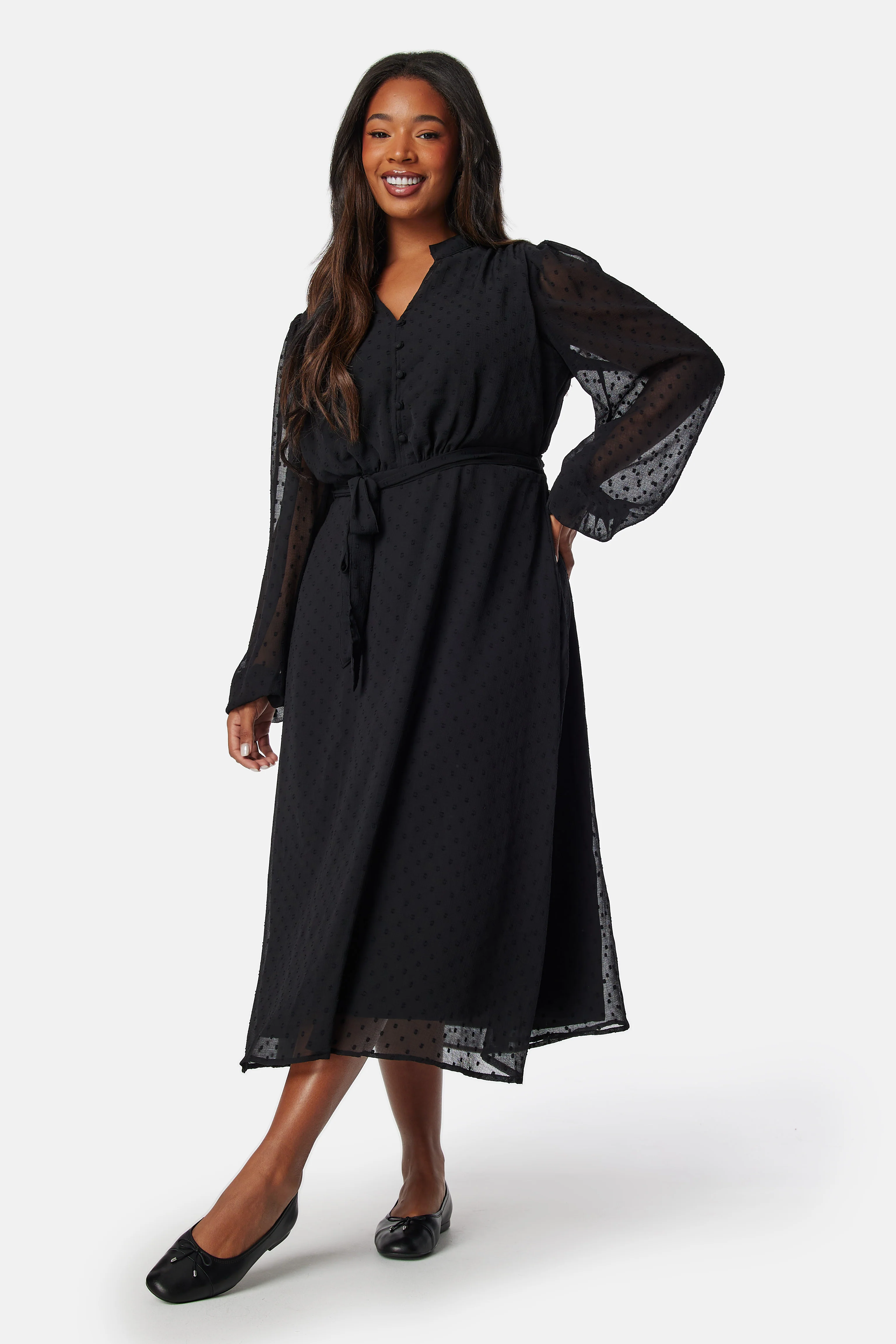 Dotted Button Dress - Image 7