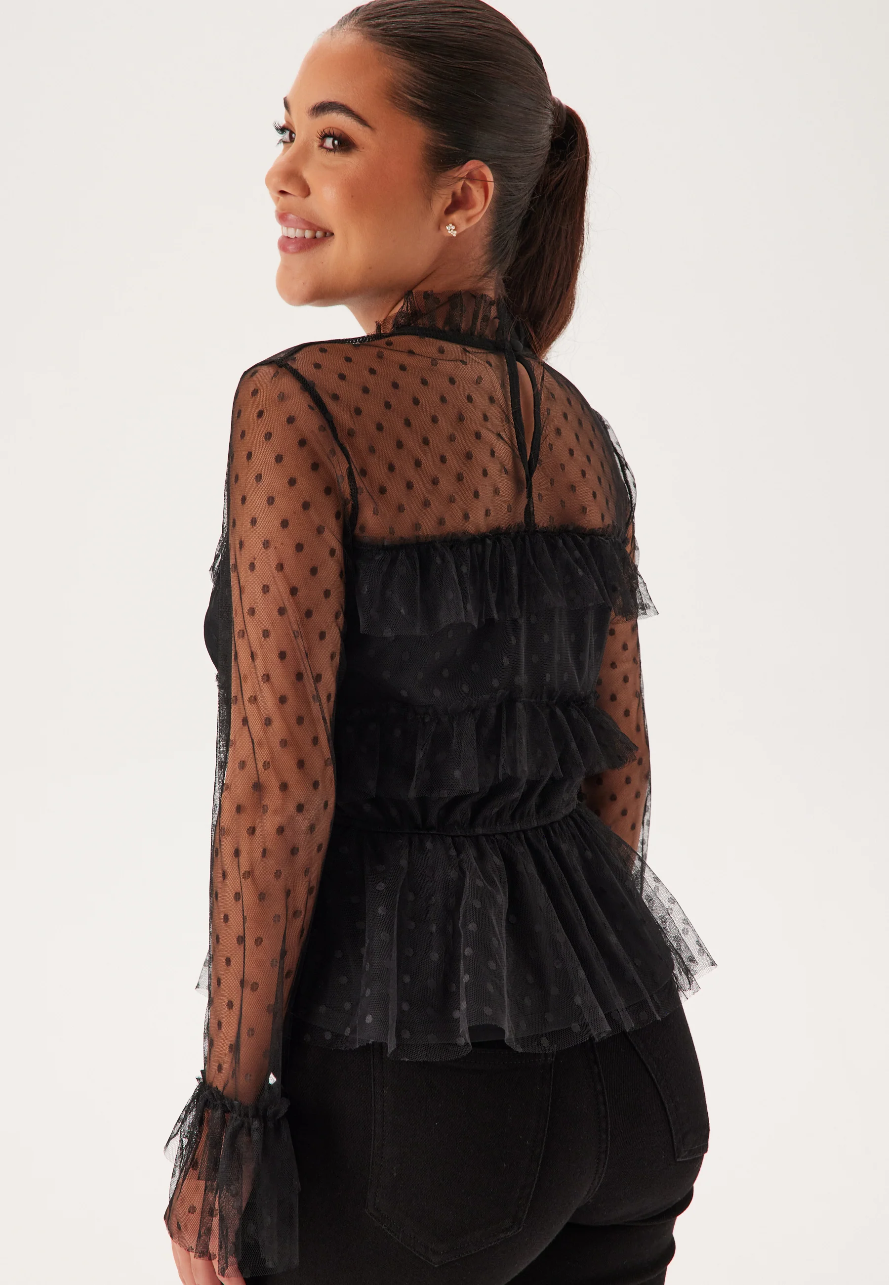 Dotted Mesh L/S Blouse - Image 2
