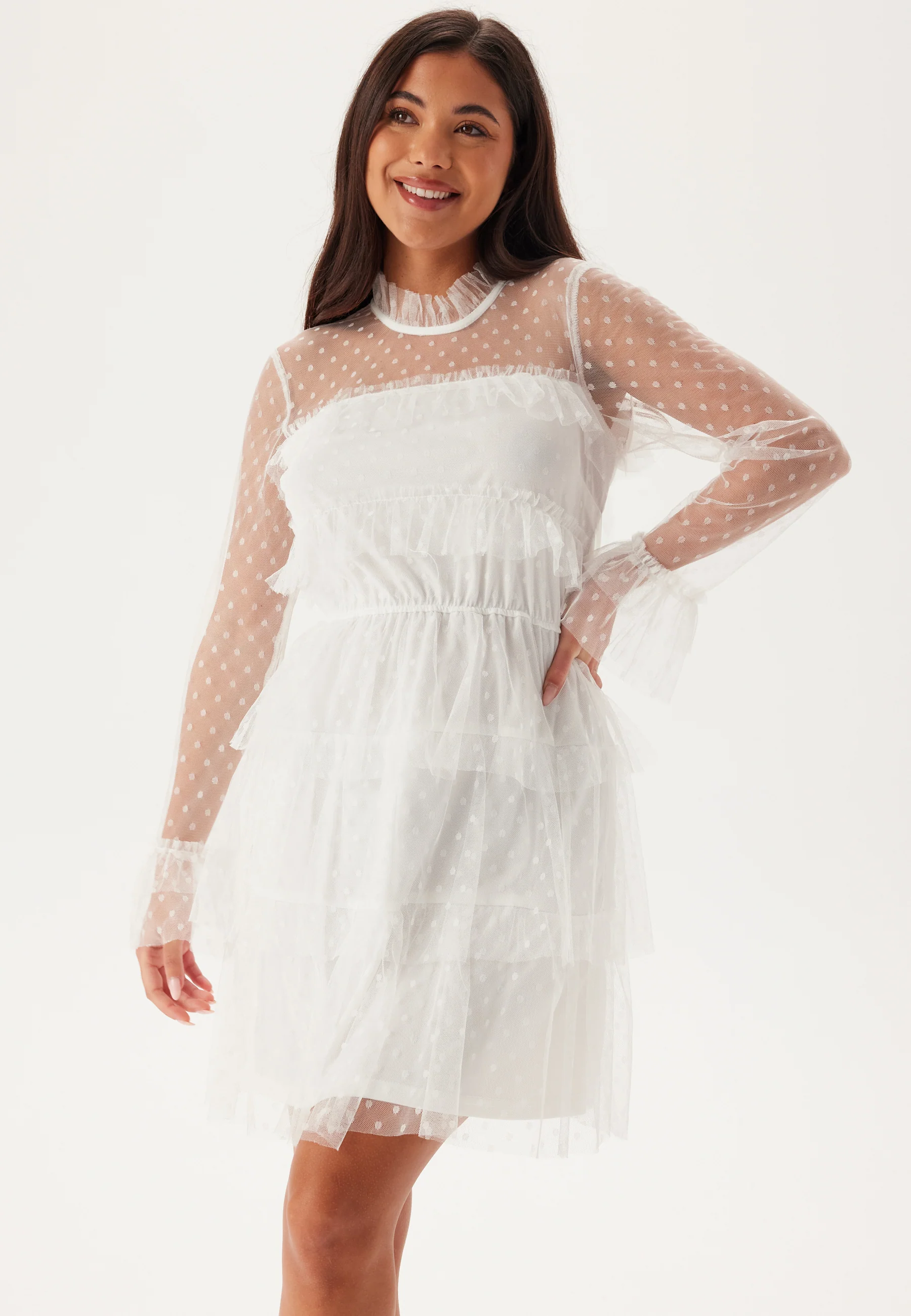 Dotted Mesh L/S Dress - Image 3