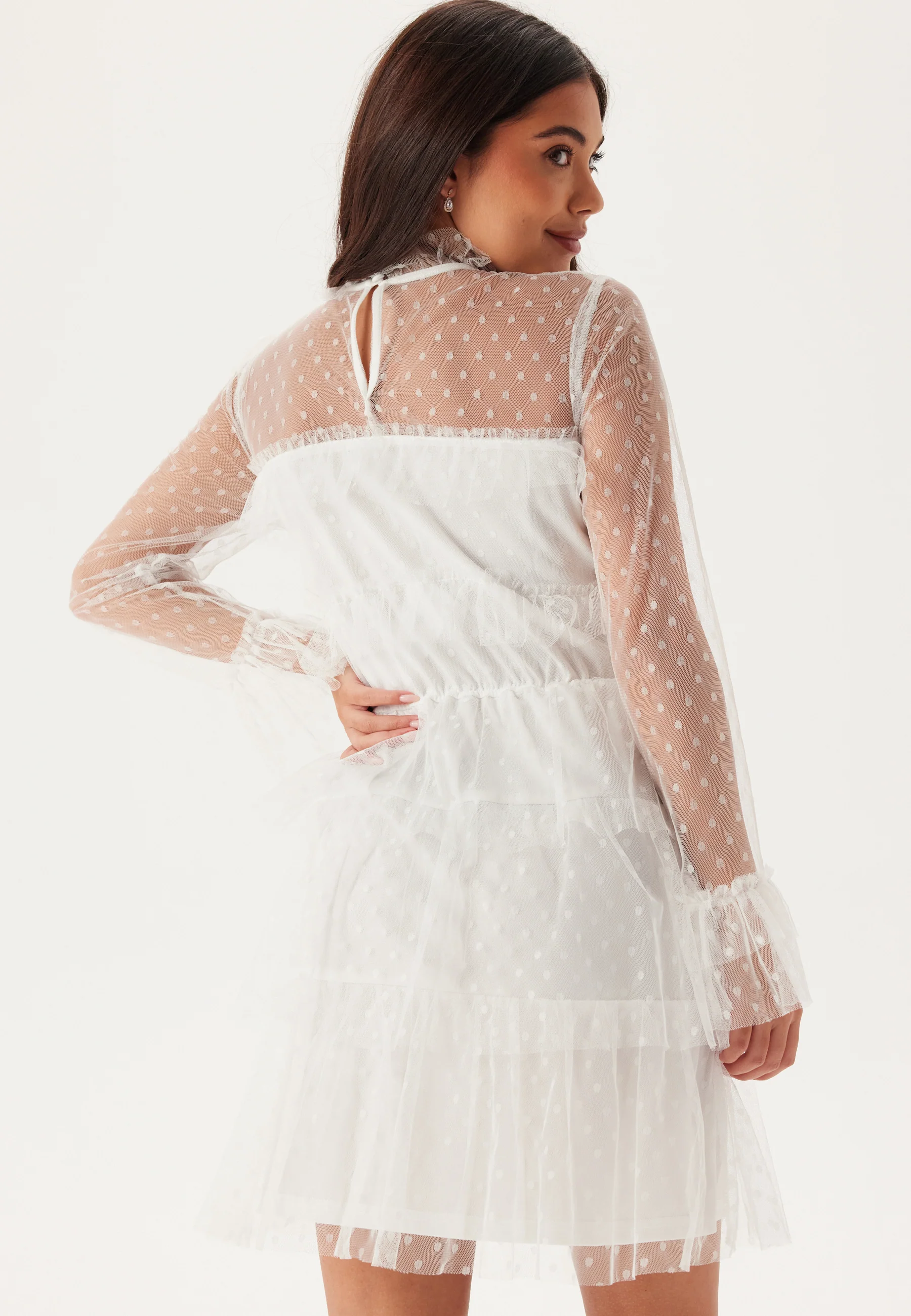 Dotted Mesh L/S Dress - Image 4