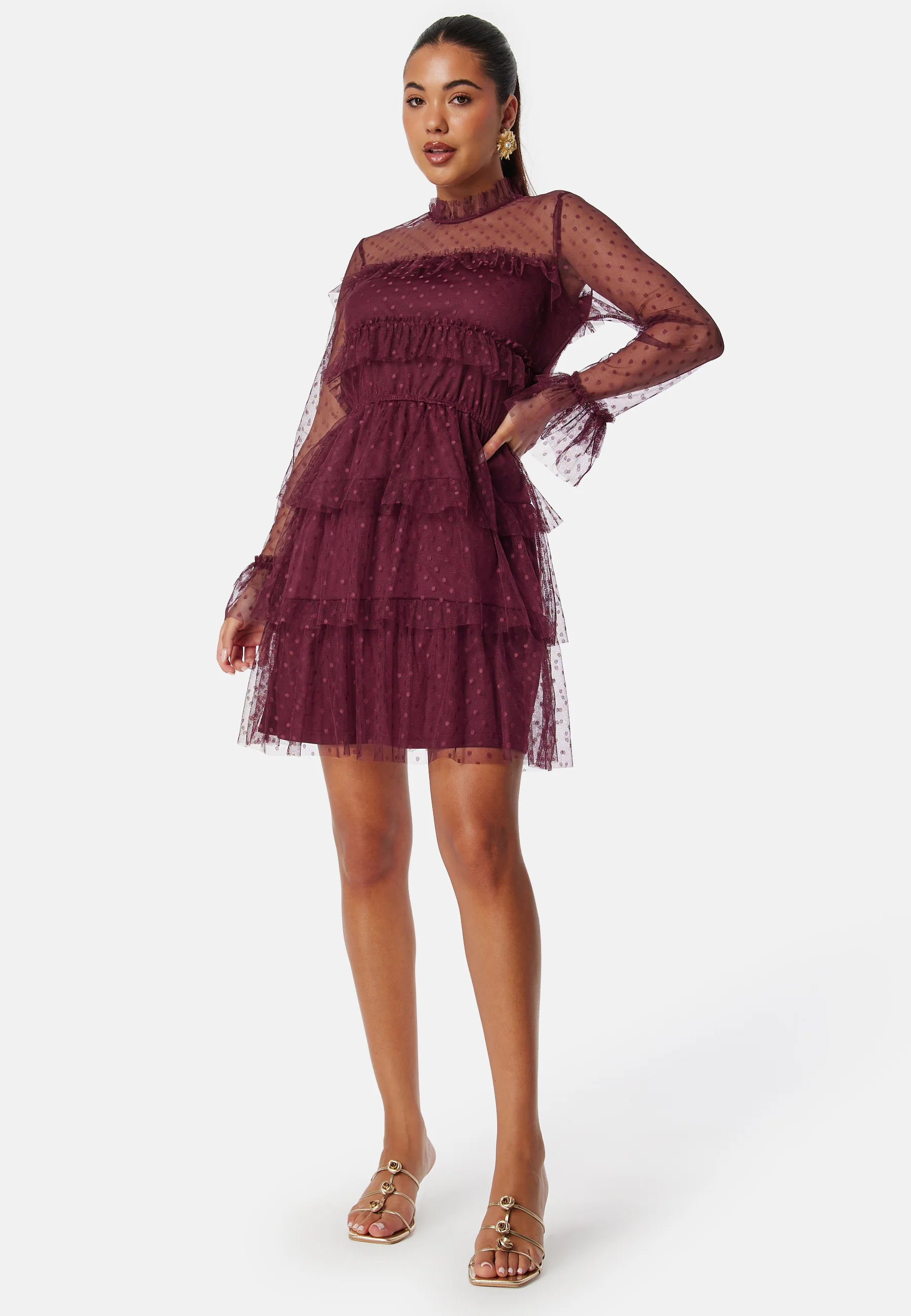 Dotted Mesh L/S Dress - Image 3