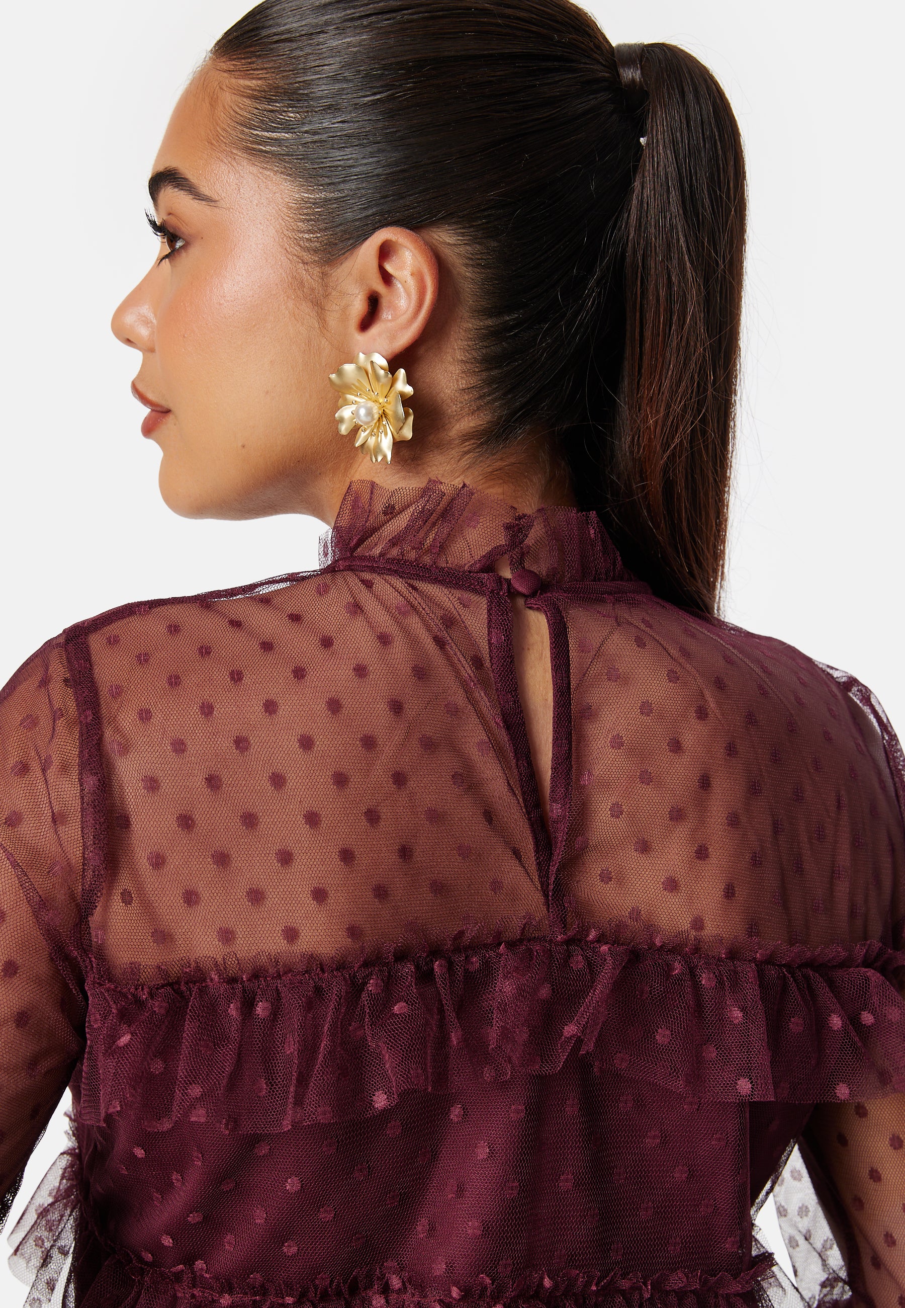 Dotted Mesh L/S Dress - Image 5