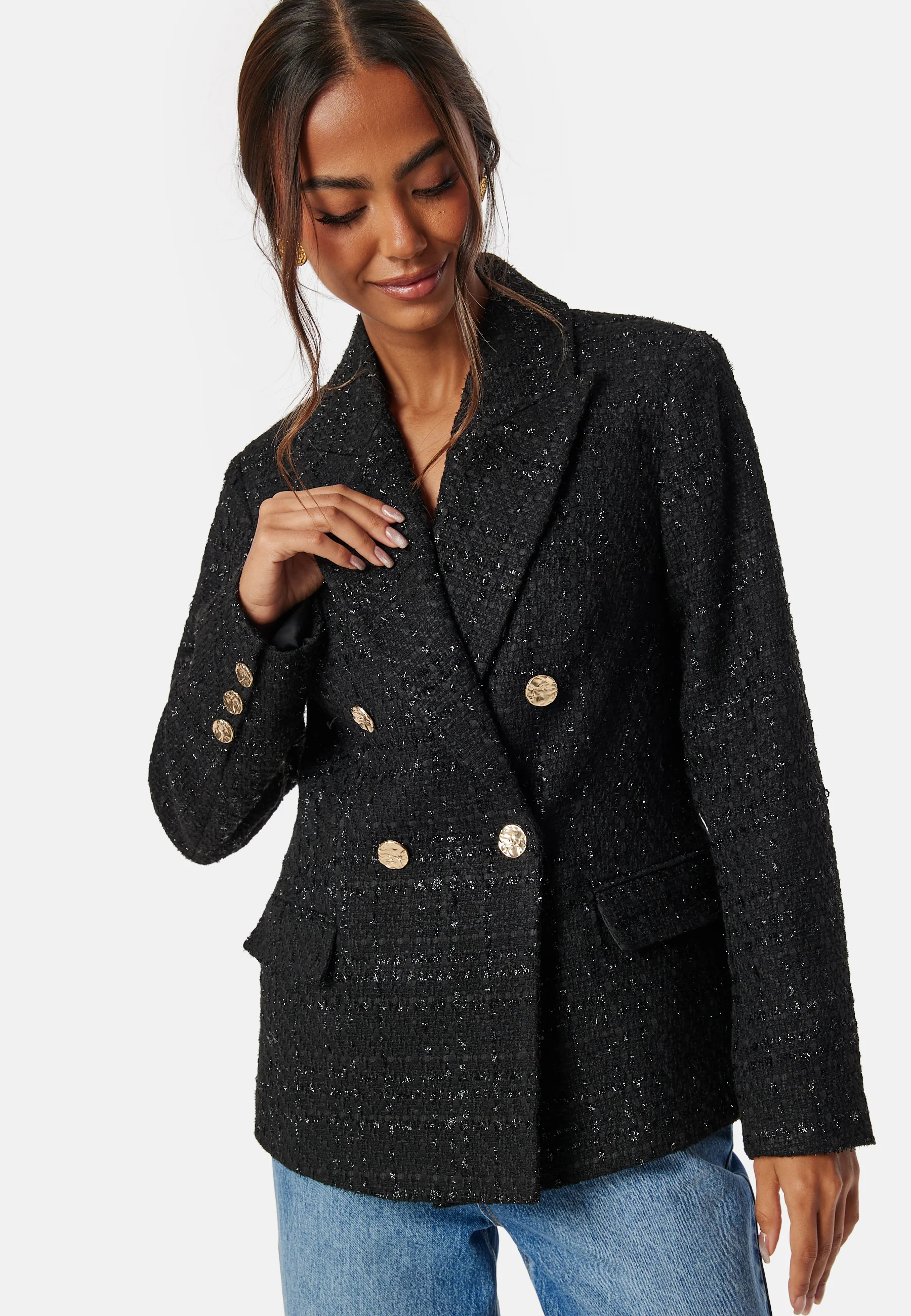 Double Breasted Bouclé Blazer - Image 4