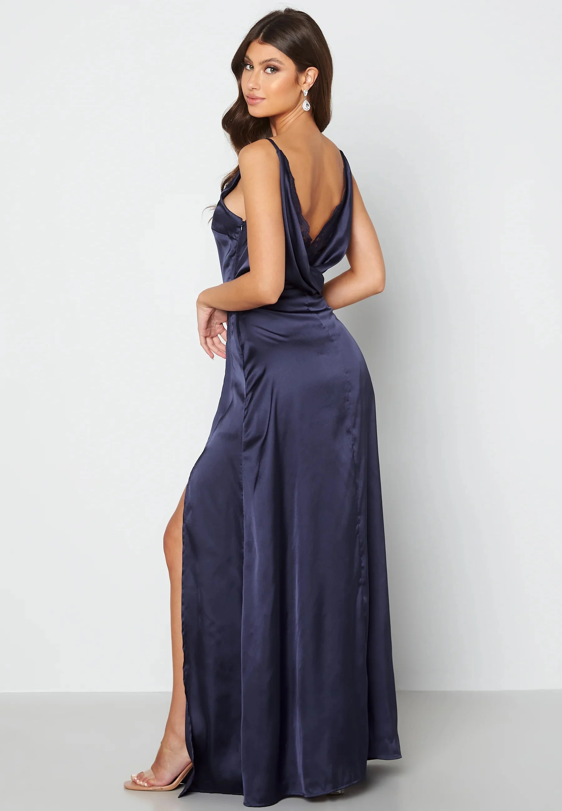 Drapy-Back Slit Satin Gown - Image 2