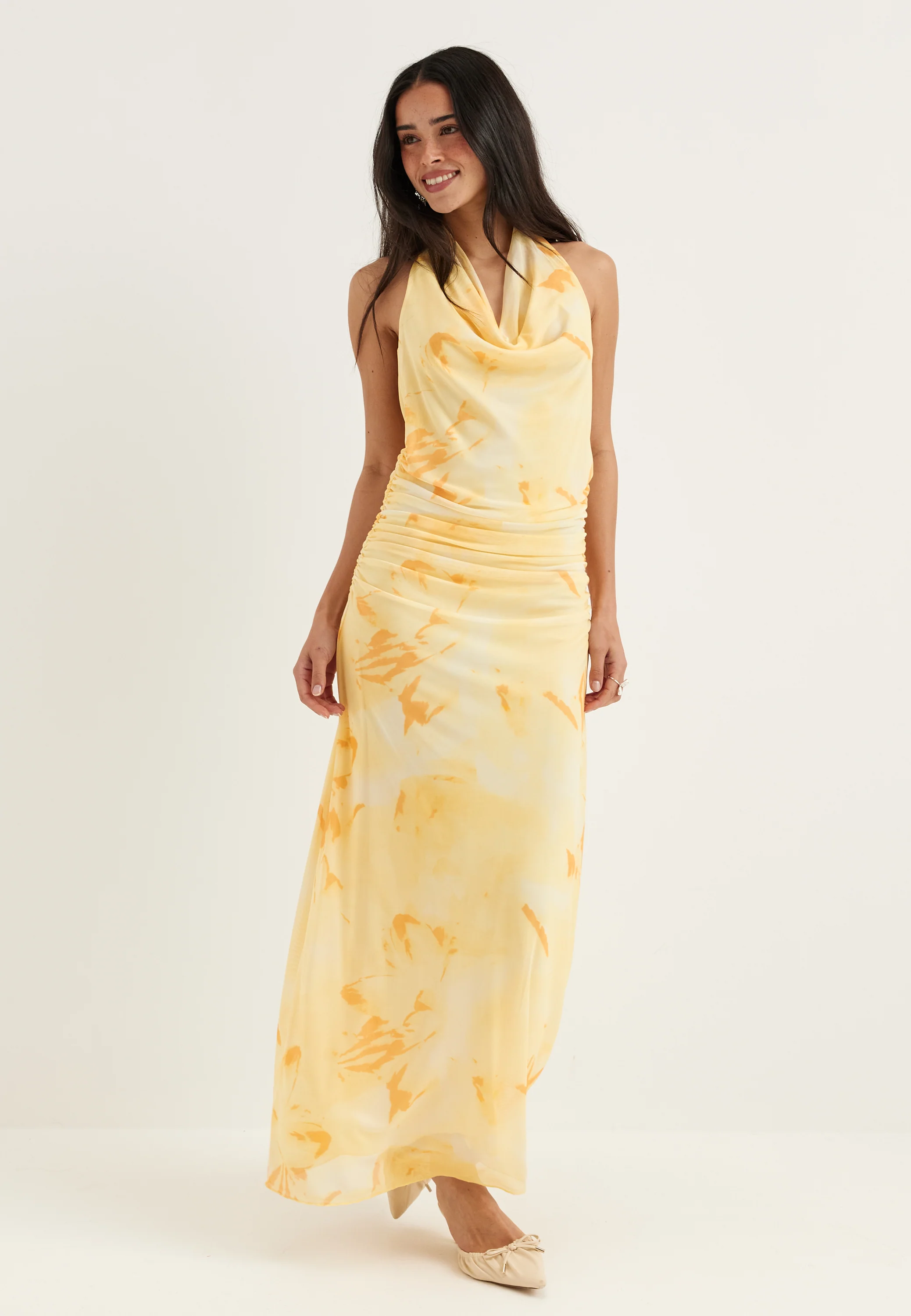 Drapy Halterneck Mesh Dress