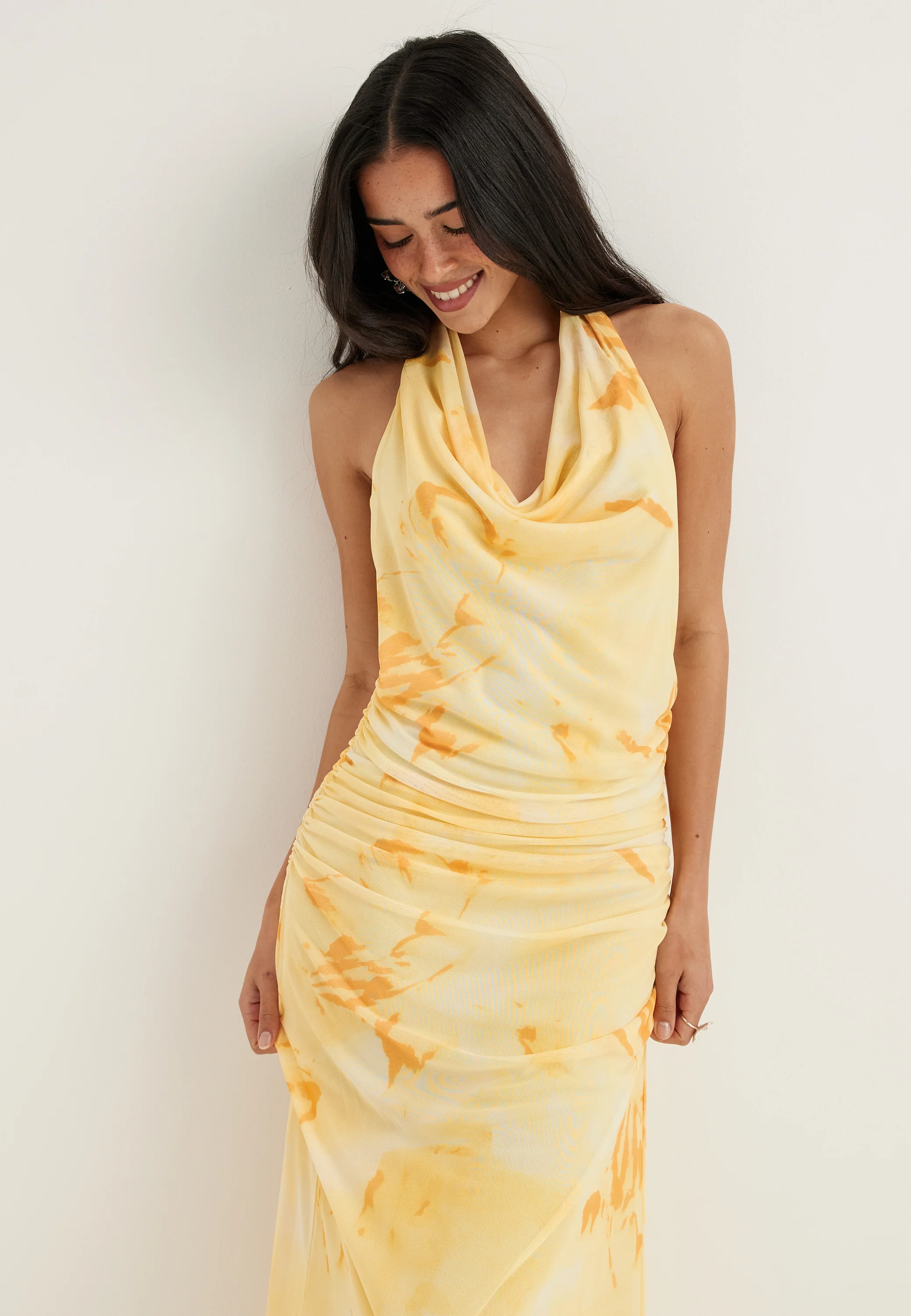 Drapy Halterneck Mesh Dress - Image 2