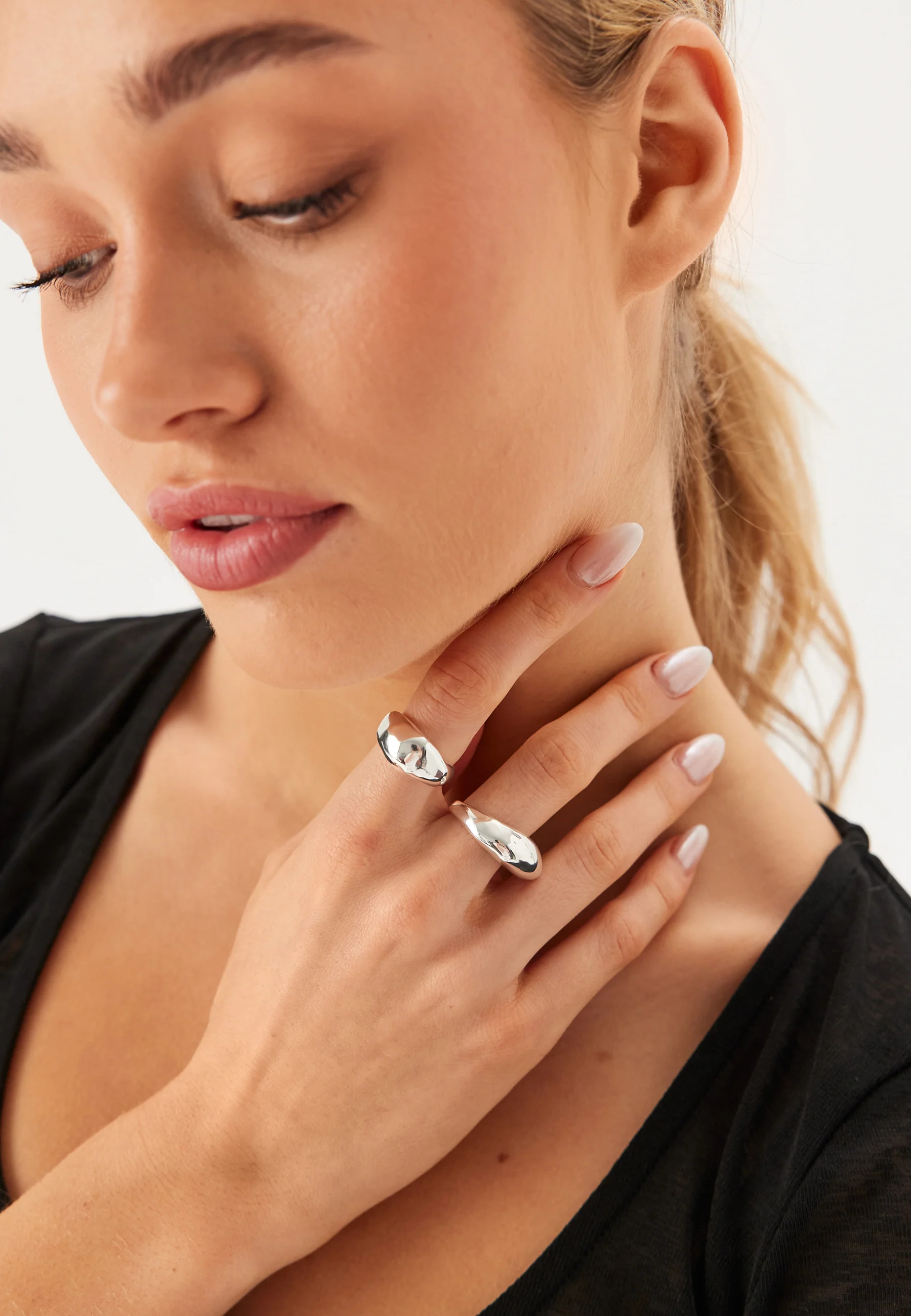 Dune Rings, 2-in-1 Set, Silver - Image 2