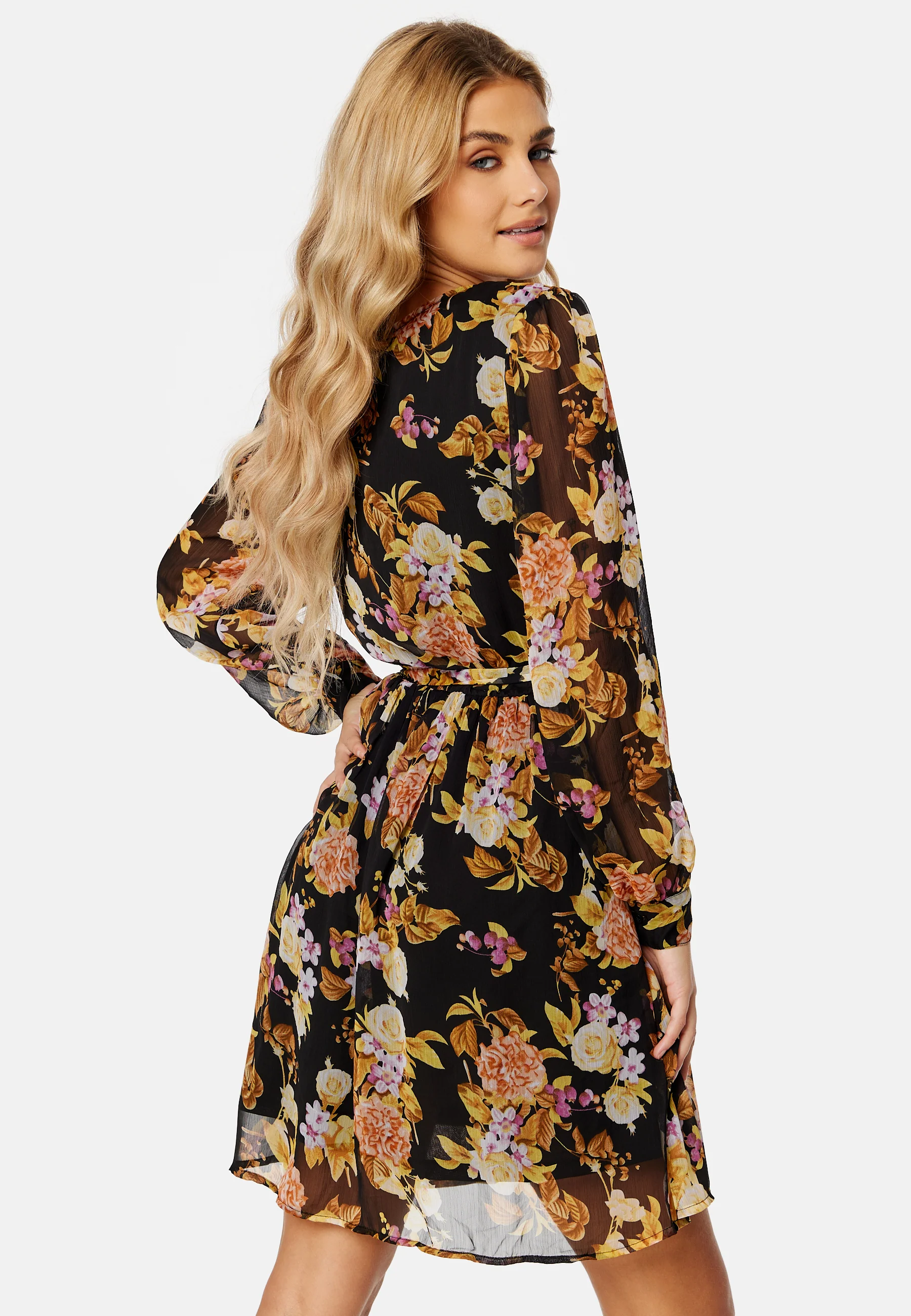 Ella Chiffon LS Wrap Dress - Image 3