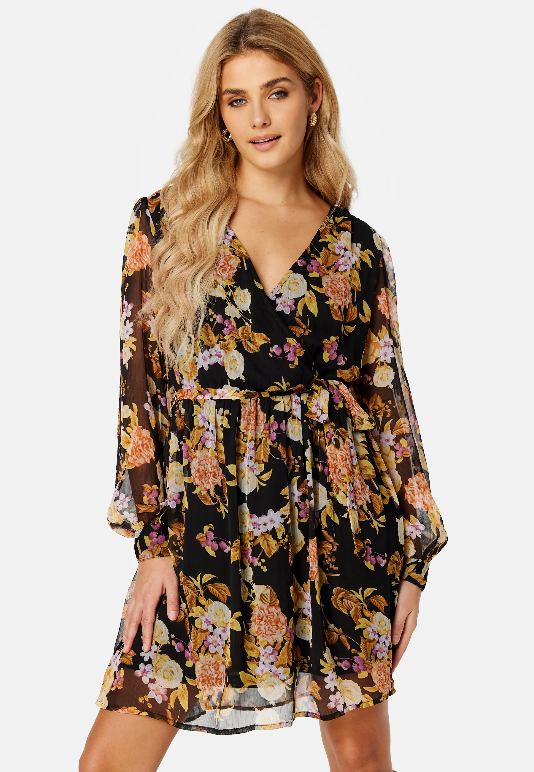 Ella Chiffon LS Wrap Dress - Image 4