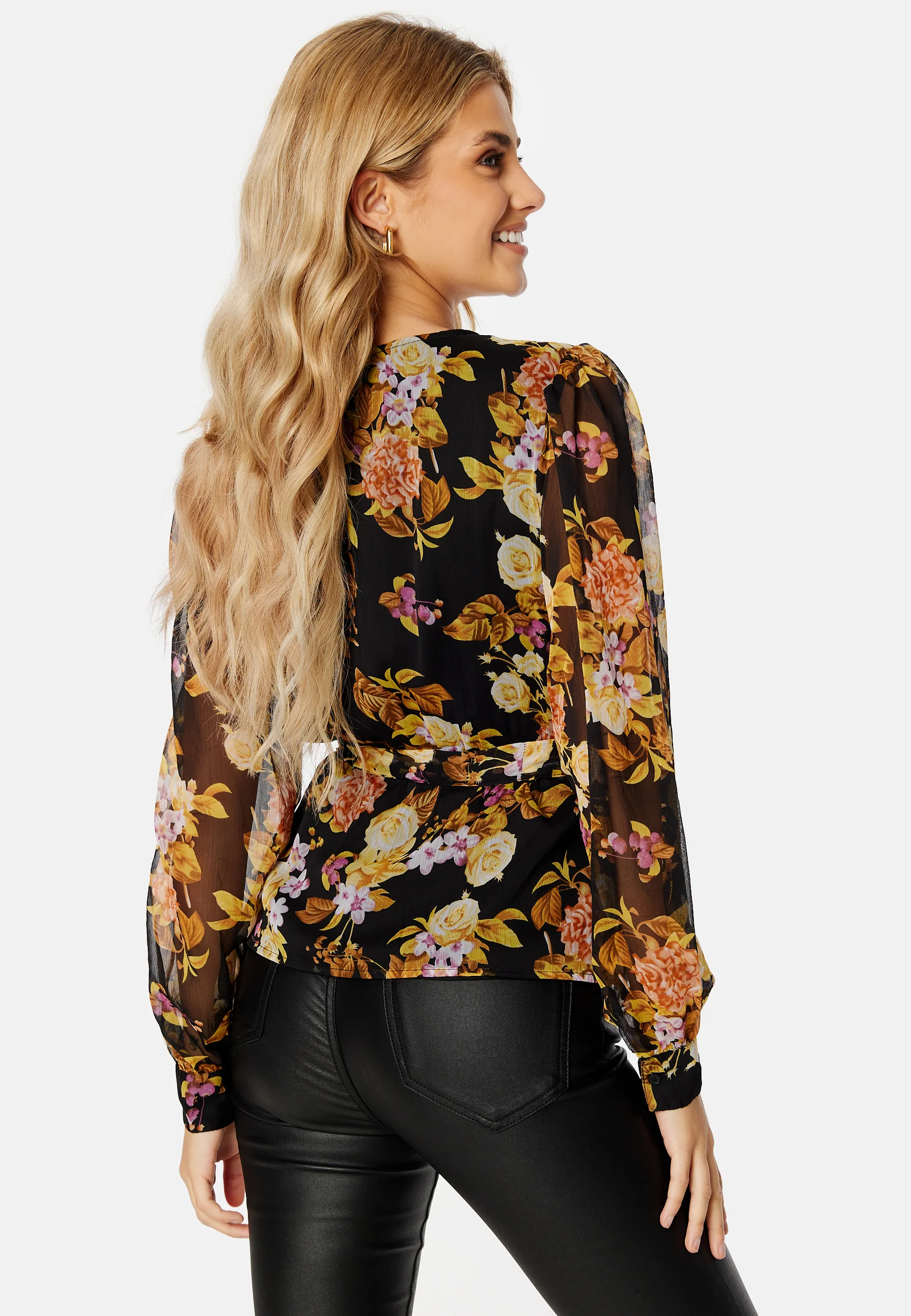 Ella Chiffon LS Wrap Top - Image 3