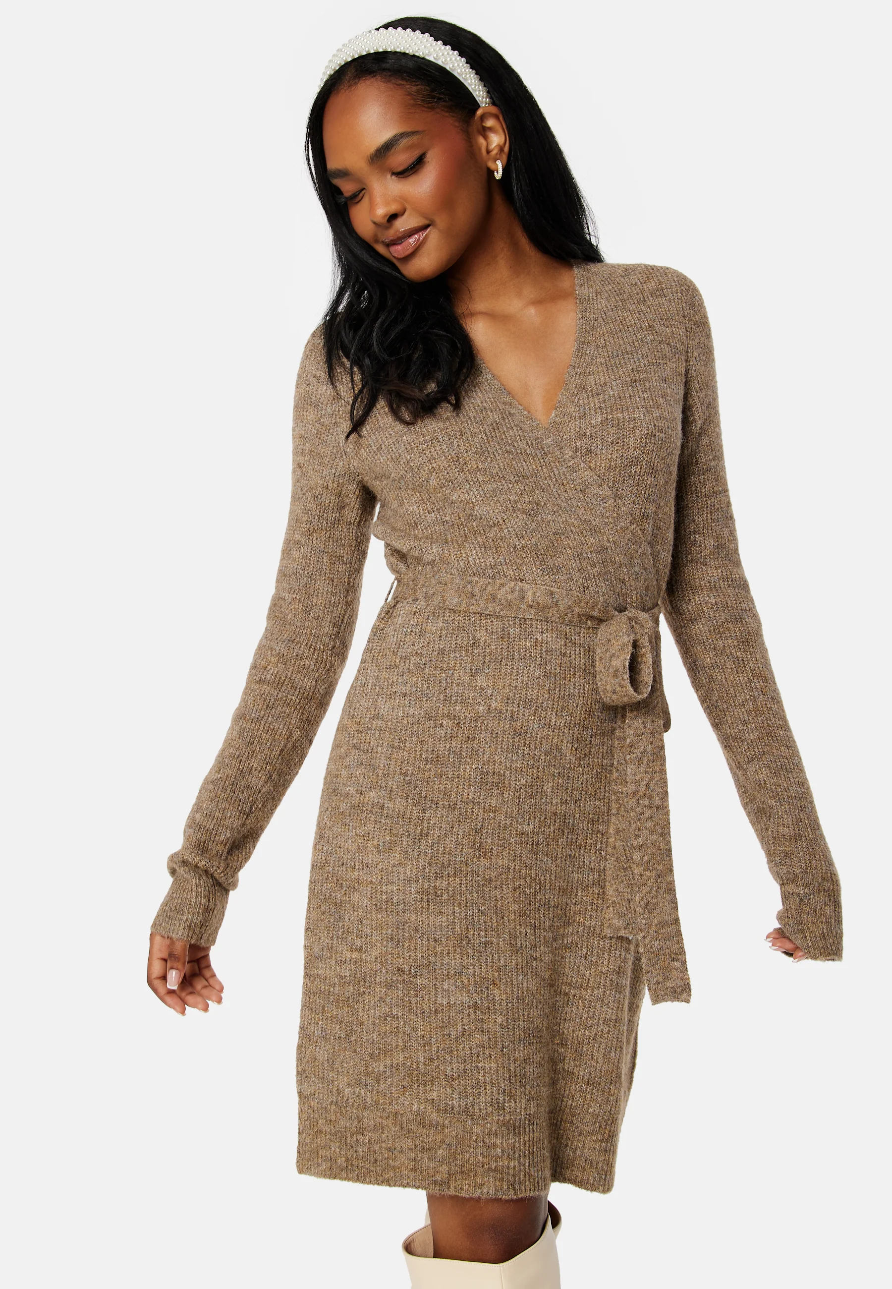 Ellen LS Wrap Knit Dress - Image 2