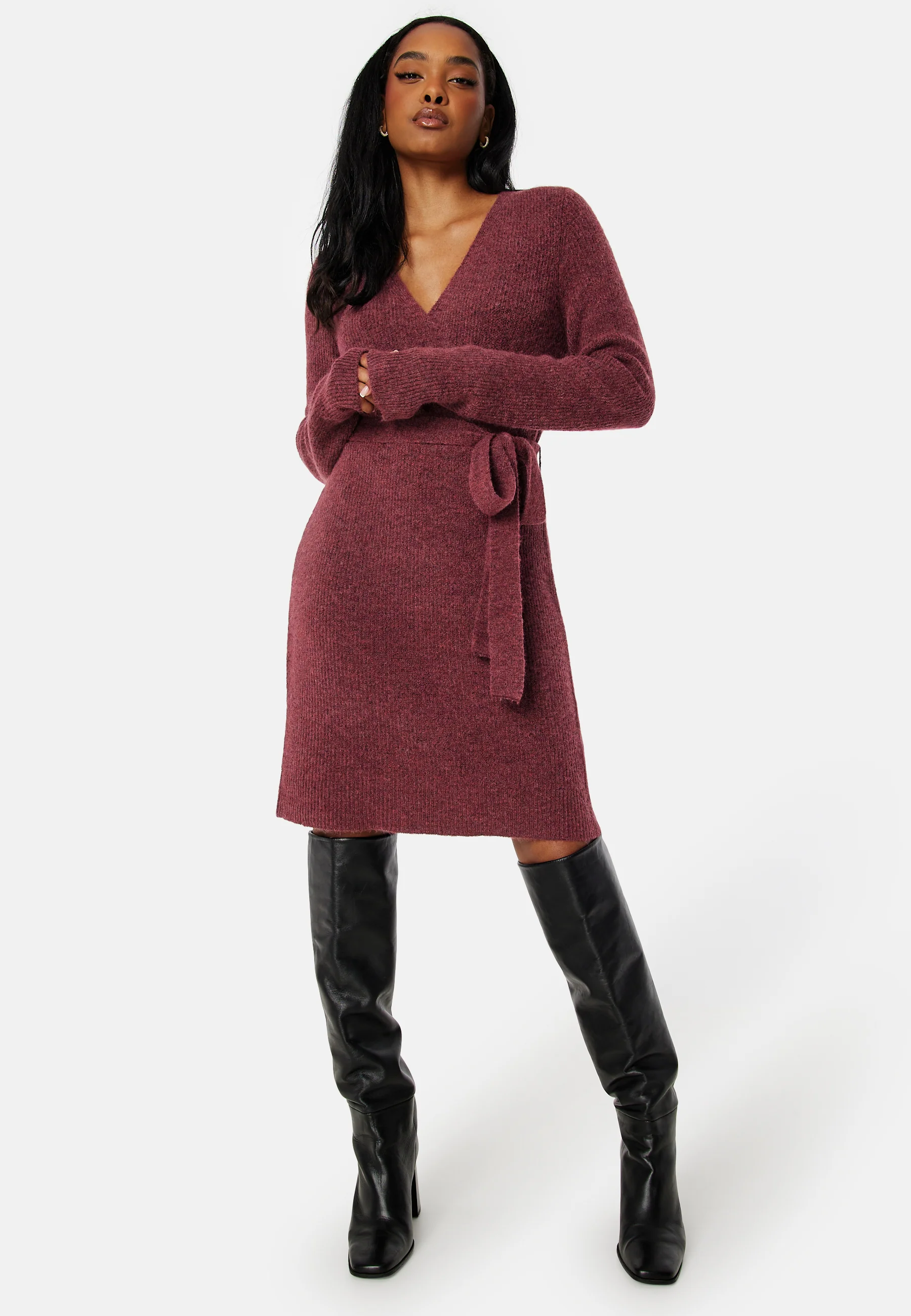 Ellen LS Wrap Knit Dress - Image 3