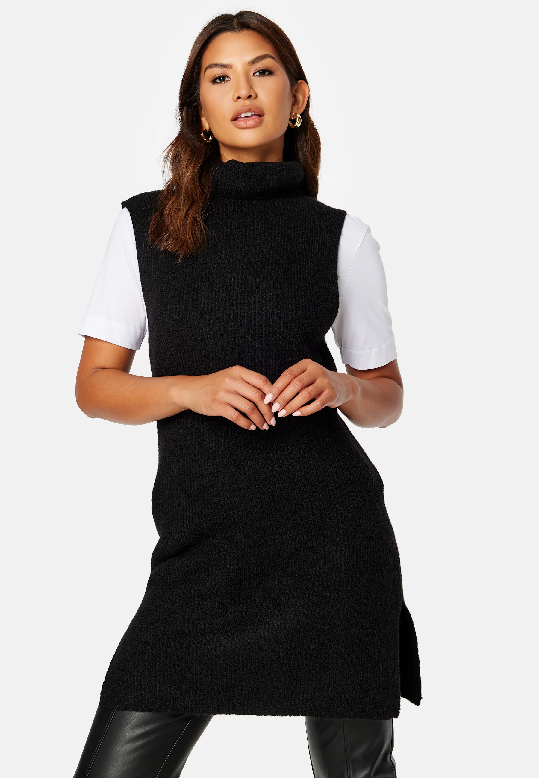 Ellen Rollneck Long Knit Vest