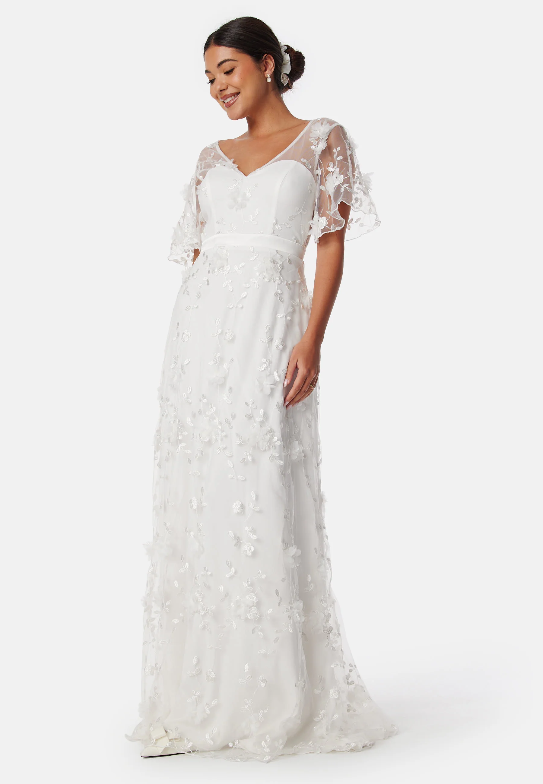 Embroidered Floral Wedding Gown - Image 3