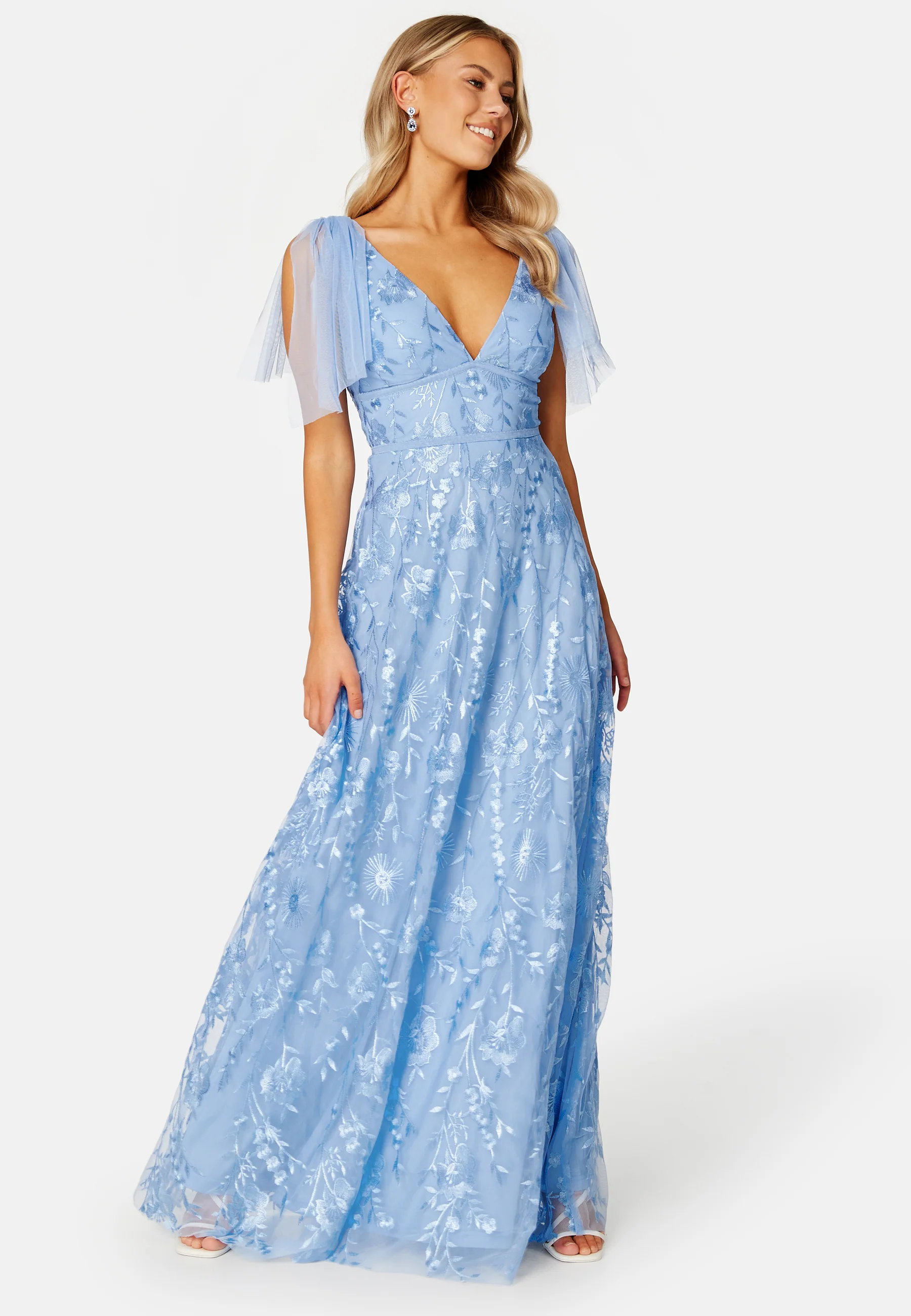Embroidered Lace Flutter Maxi Dress - Image 3