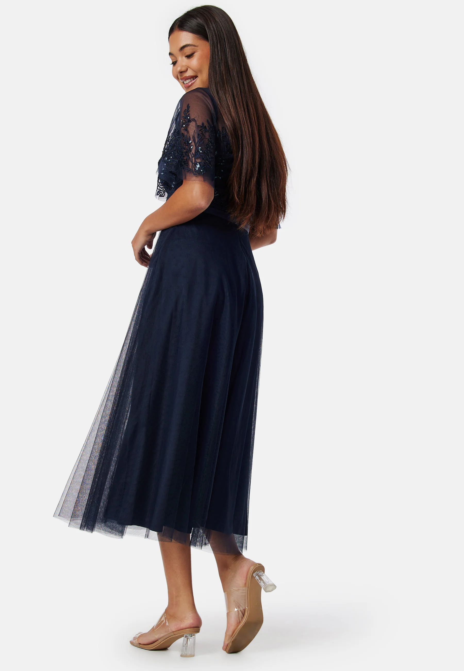 Embroidered Mesh Midi Dress - Image 3