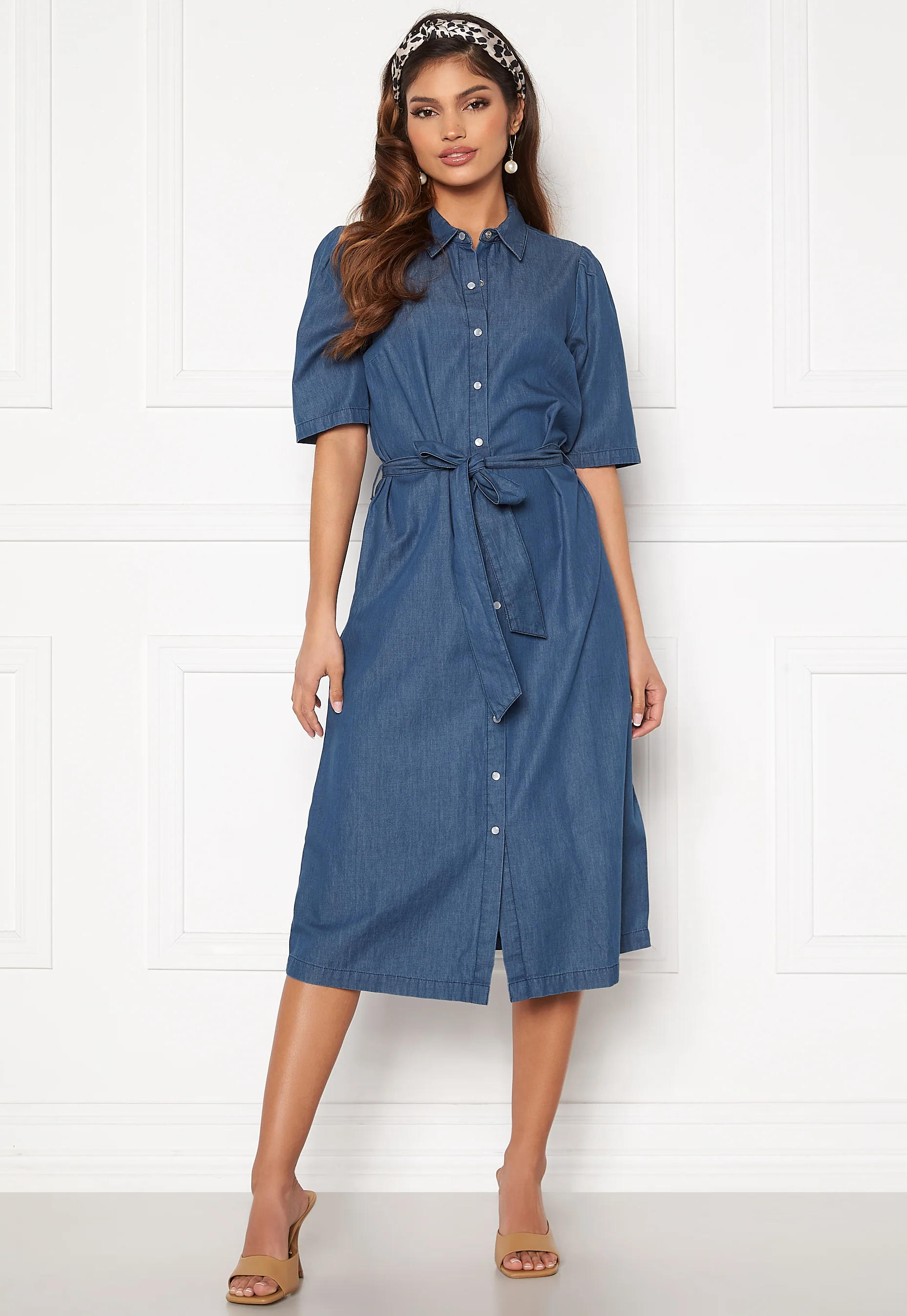 Emma midi puff denim dress