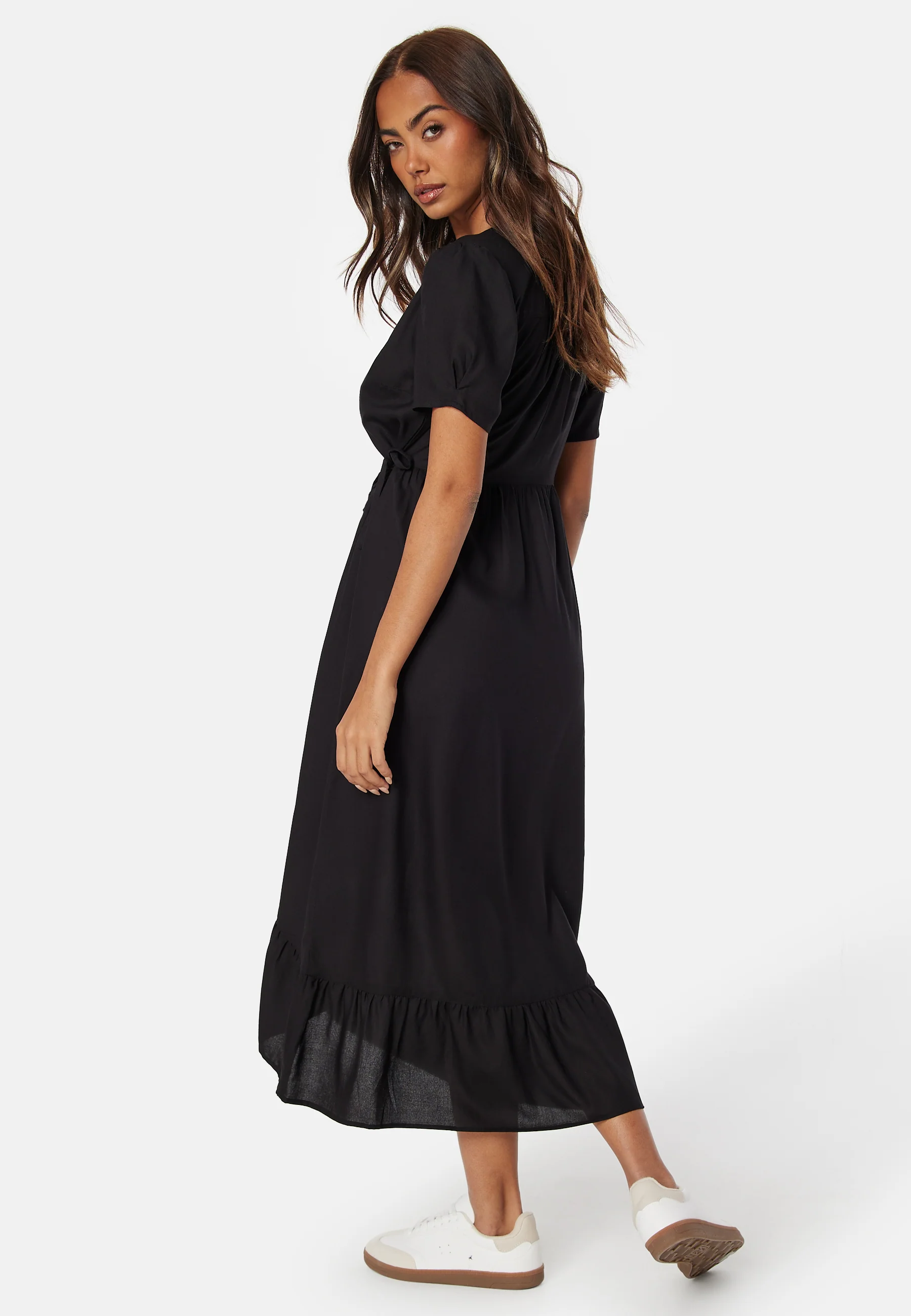 Evie Puff Sleeve Midi Wrap Dress - Image 3