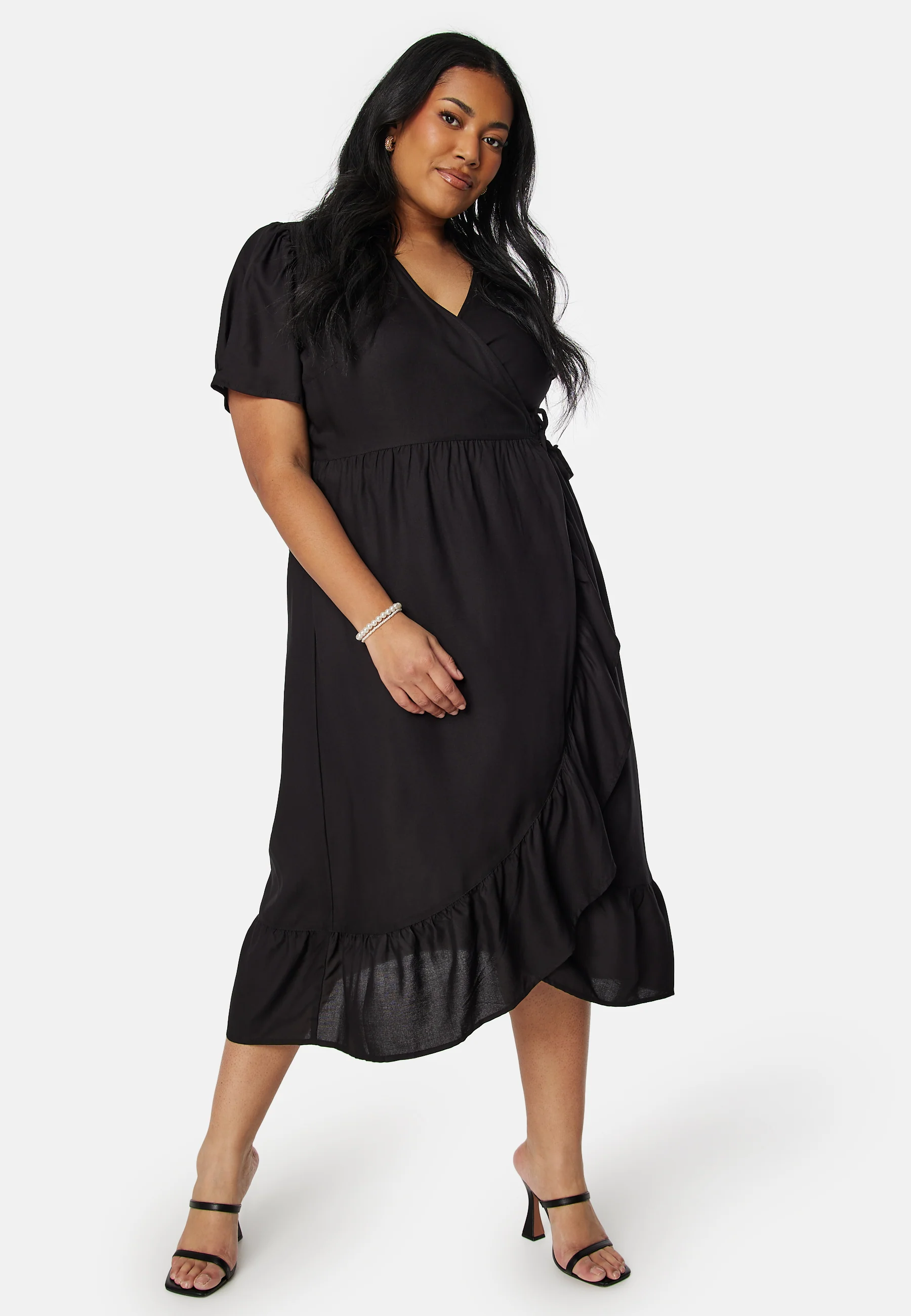 Evie Puff Sleeve Midi Wrap Dress - Image 6