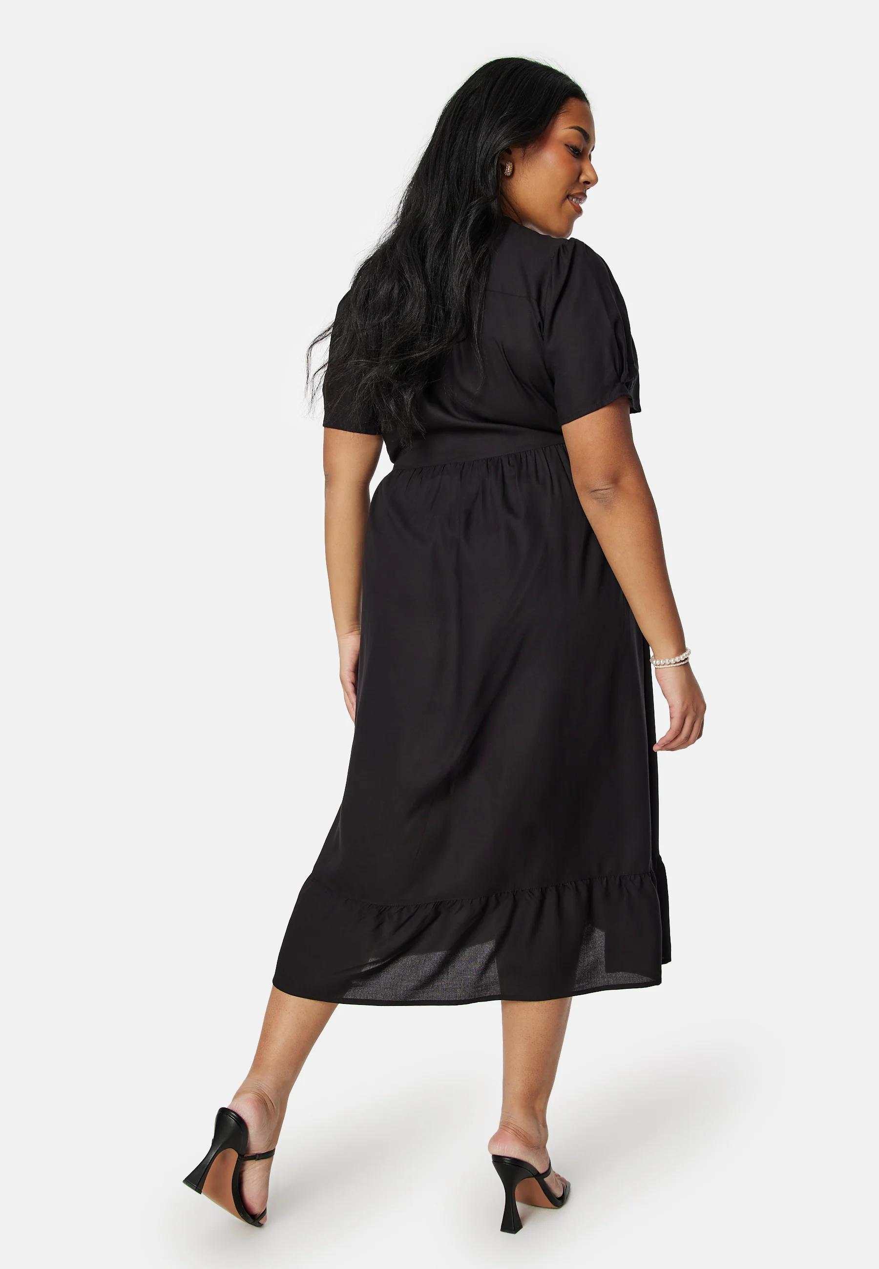 Evie Puff Sleeve Midi Wrap Dress - Image 7
