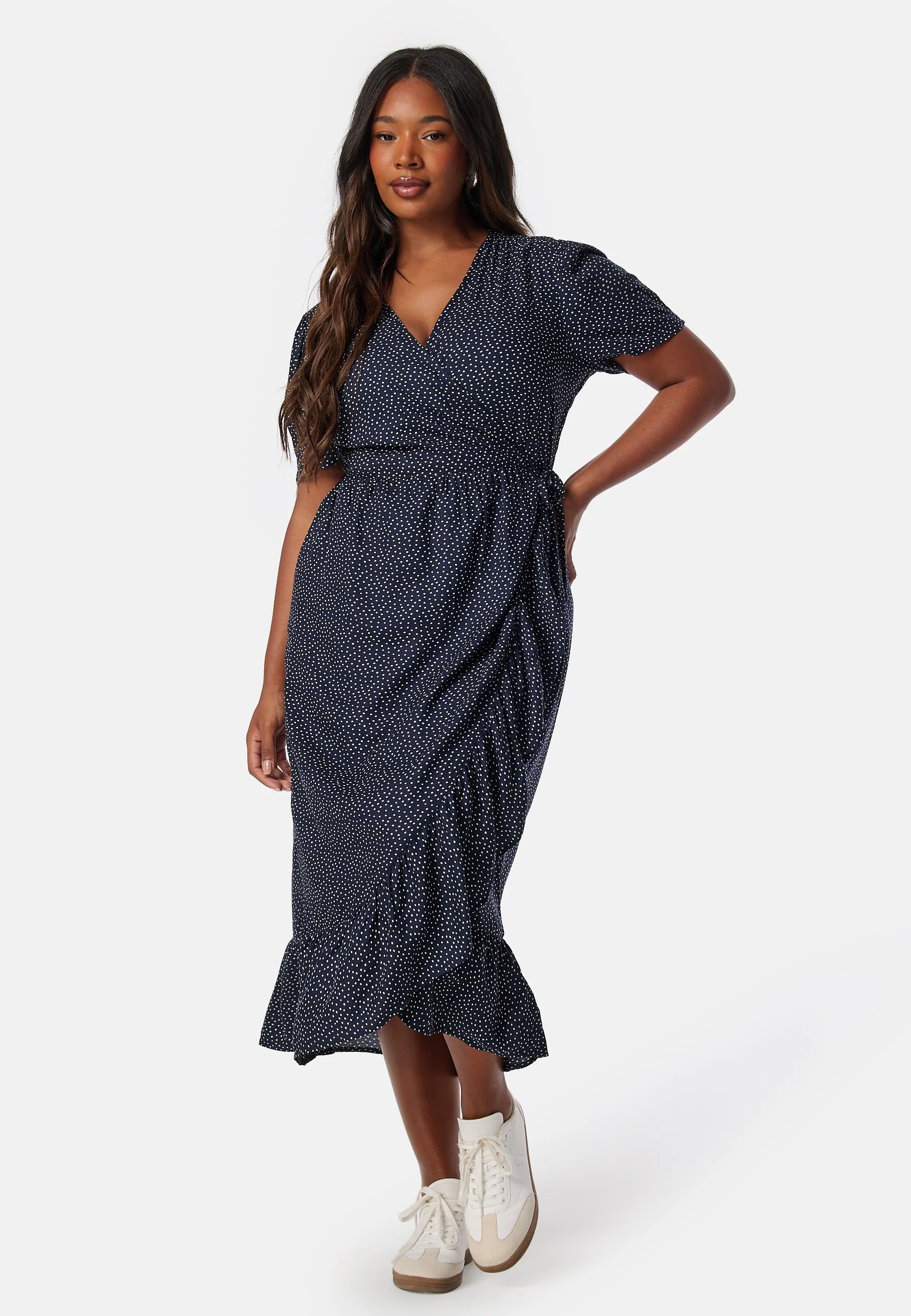 Evie Puff Sleeve Midi Wrap Dress - Image 5