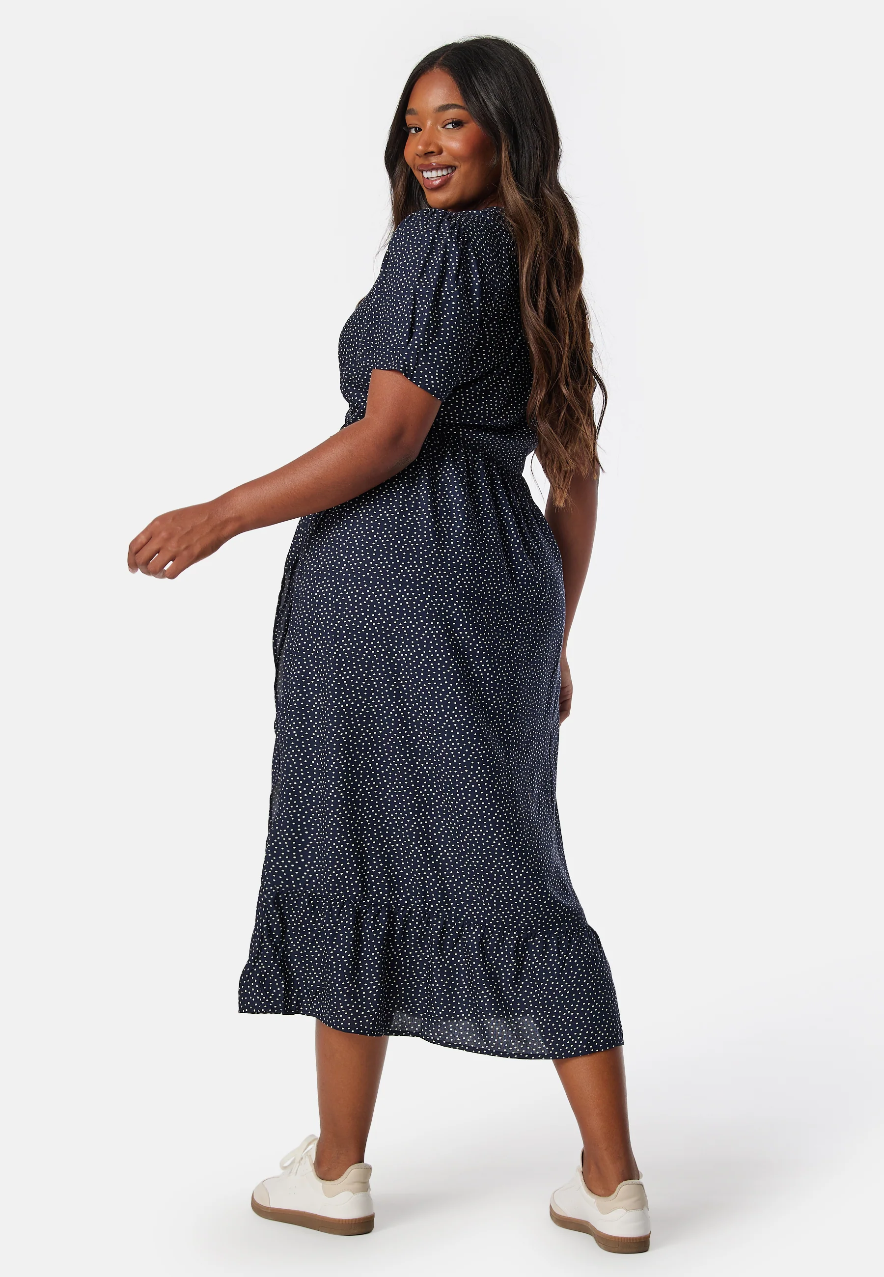 Evie Puff Sleeve Midi Wrap Dress - Image 6