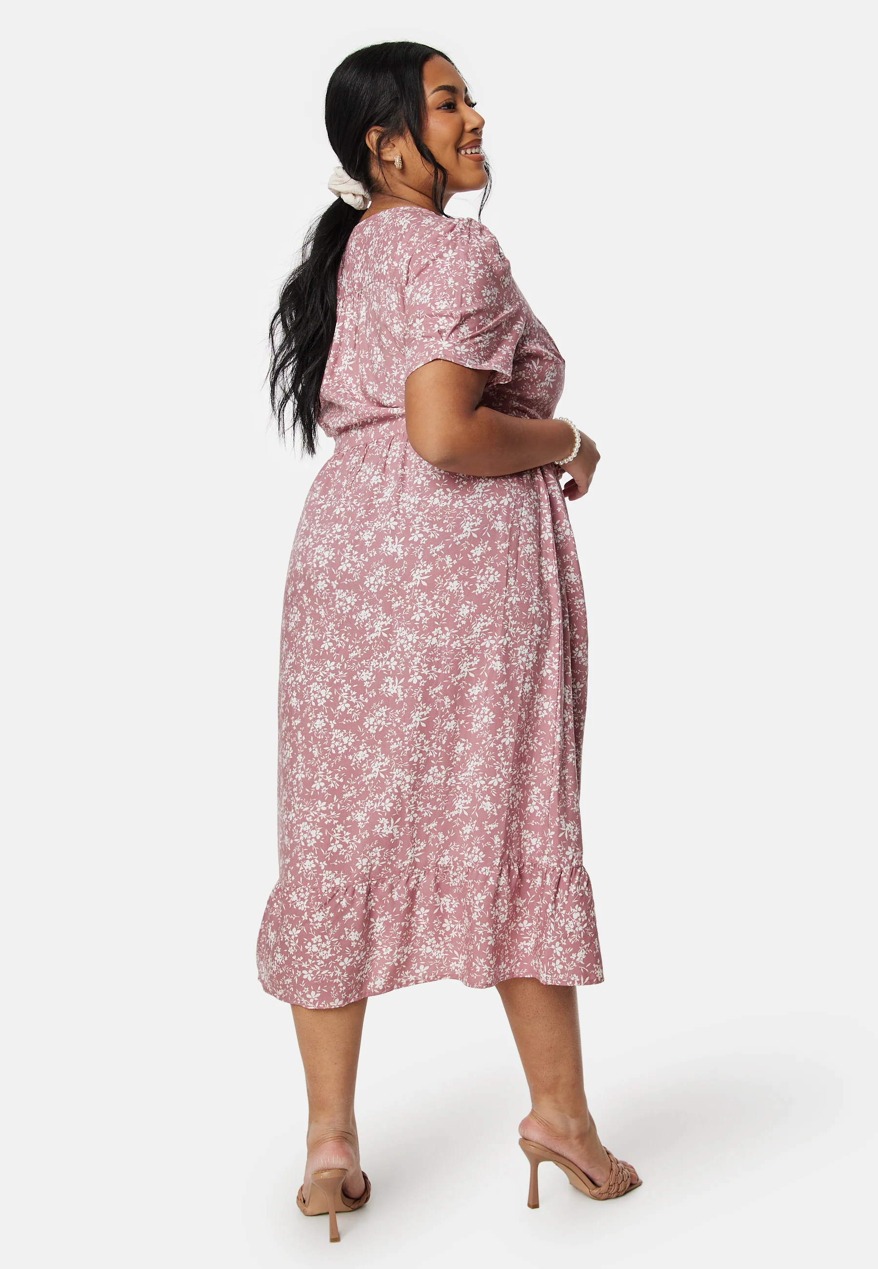 Evie Puff Sleeve Midi Wrap Dress - Image 6