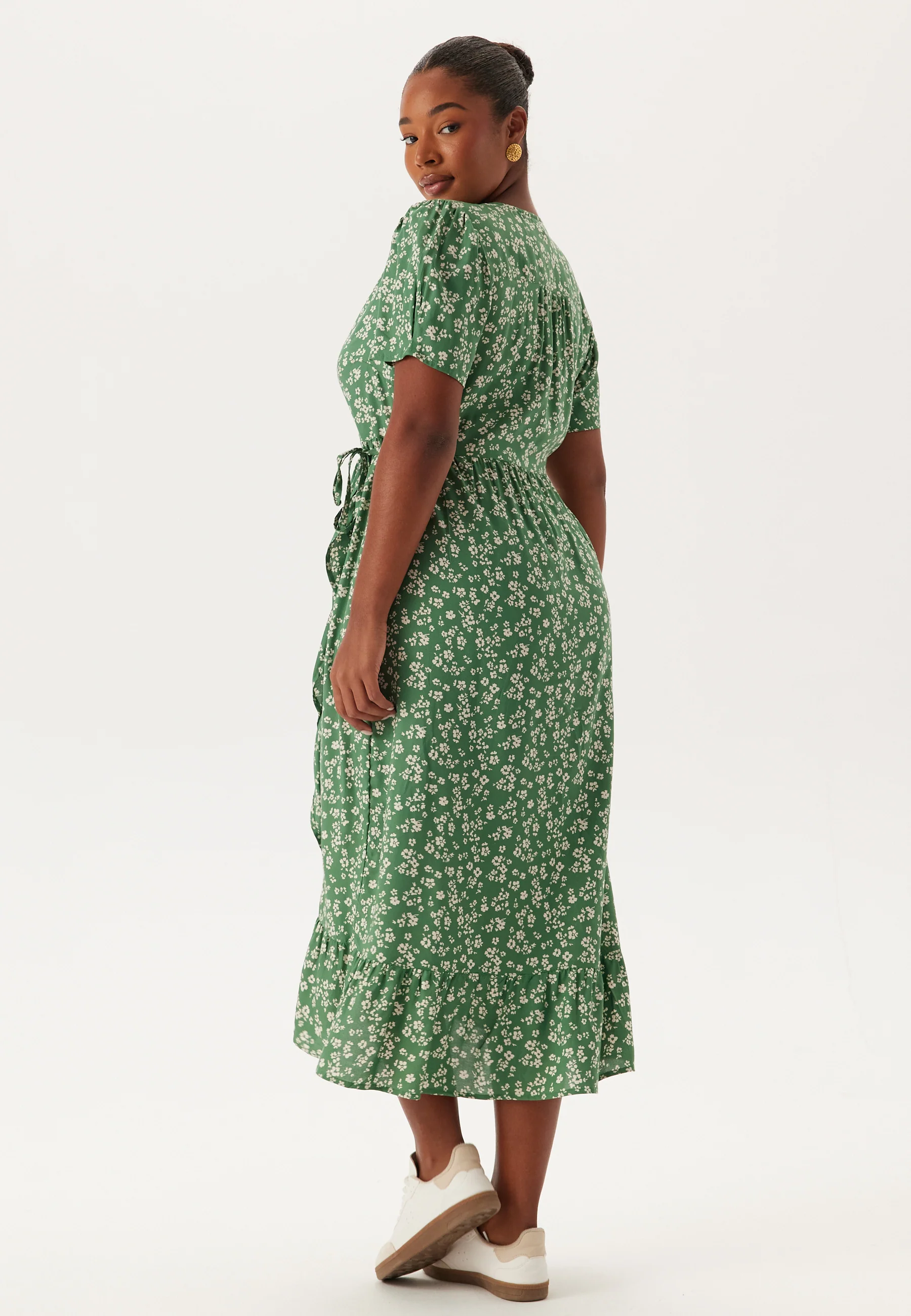 Evie Puff Sleeve Midi Wrap Dress - Image 7