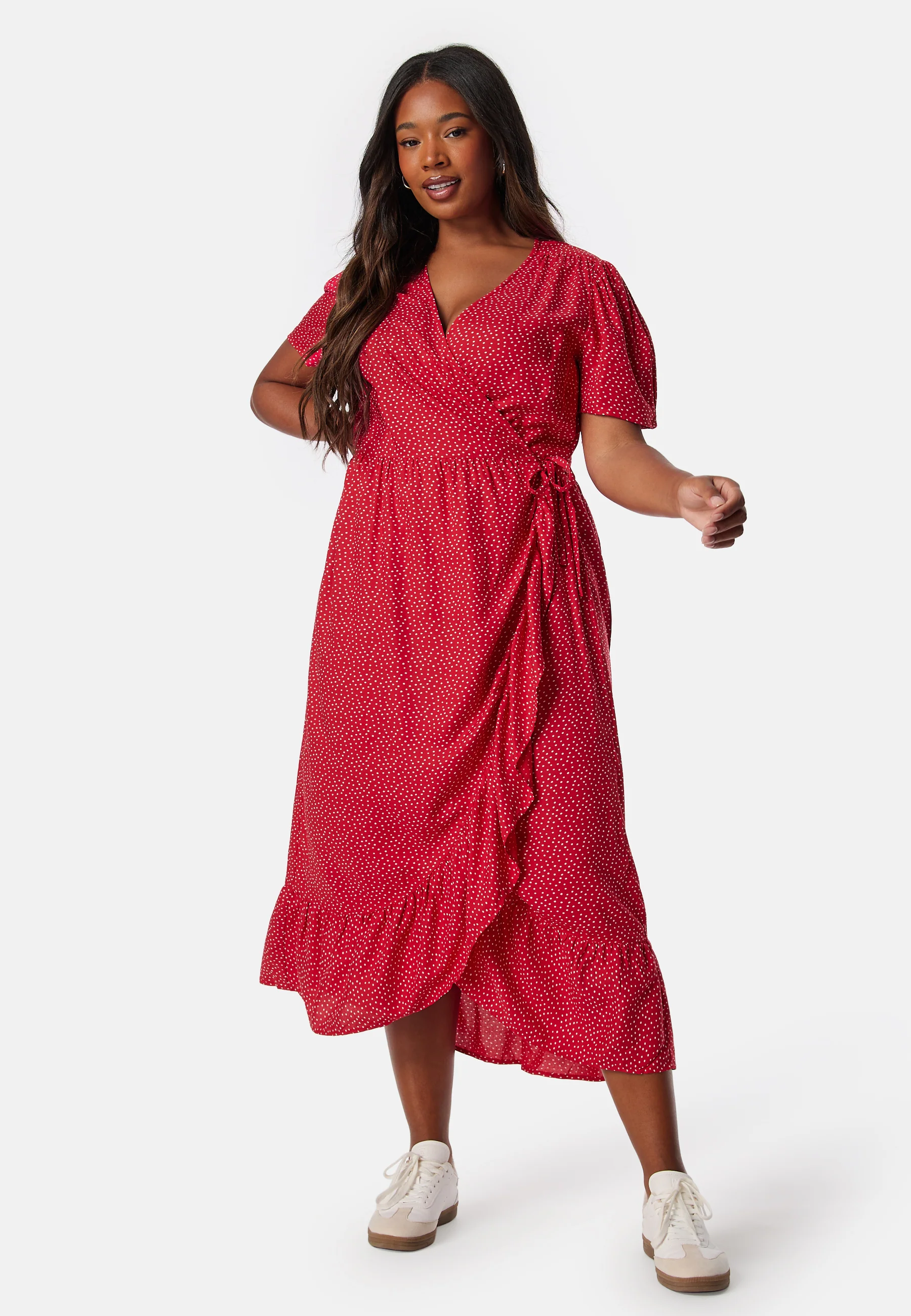 Evie Puff Sleeve Midi Wrap Dress - Image 5