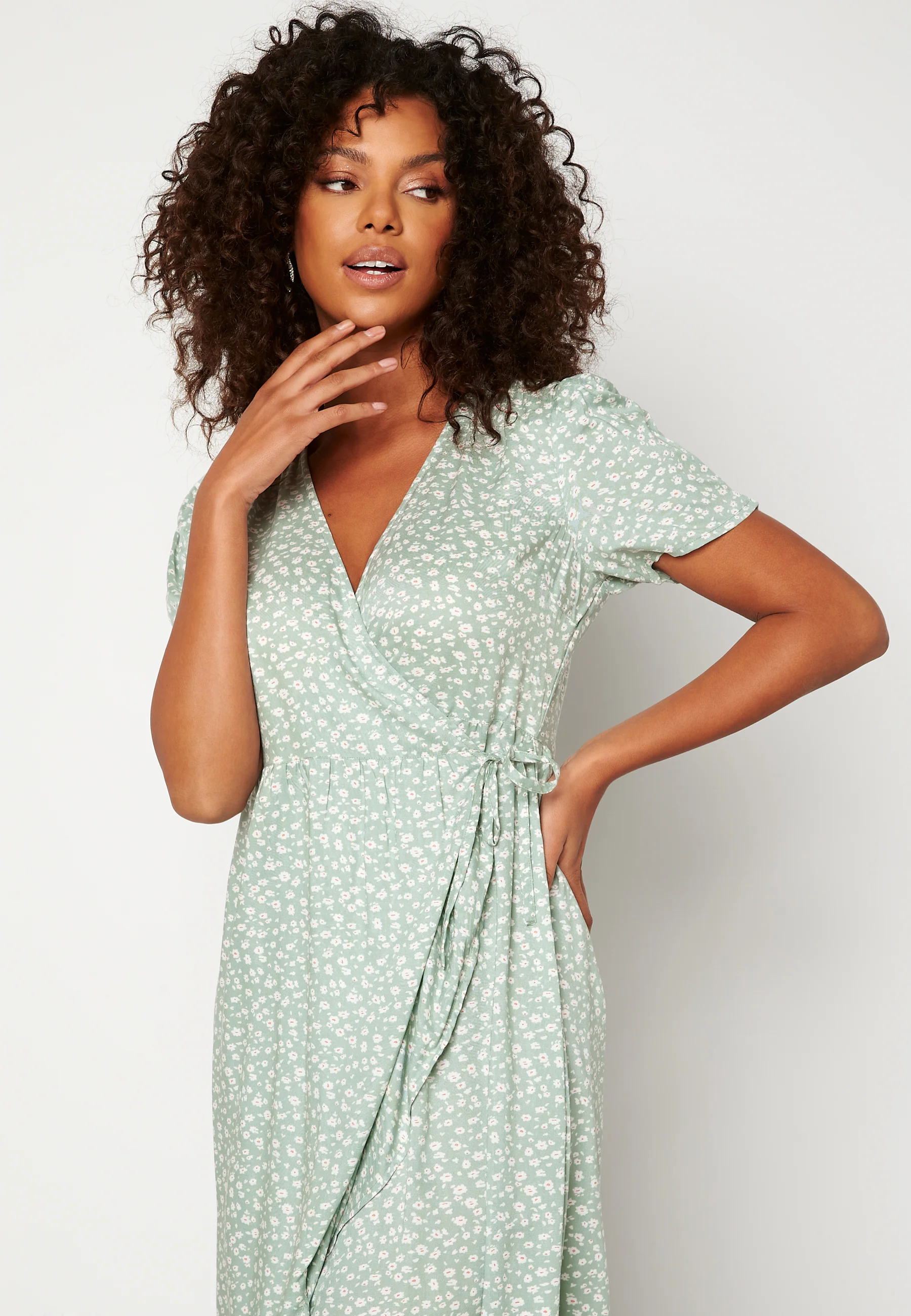 Evie puff sleeve wrap dress - Image 3