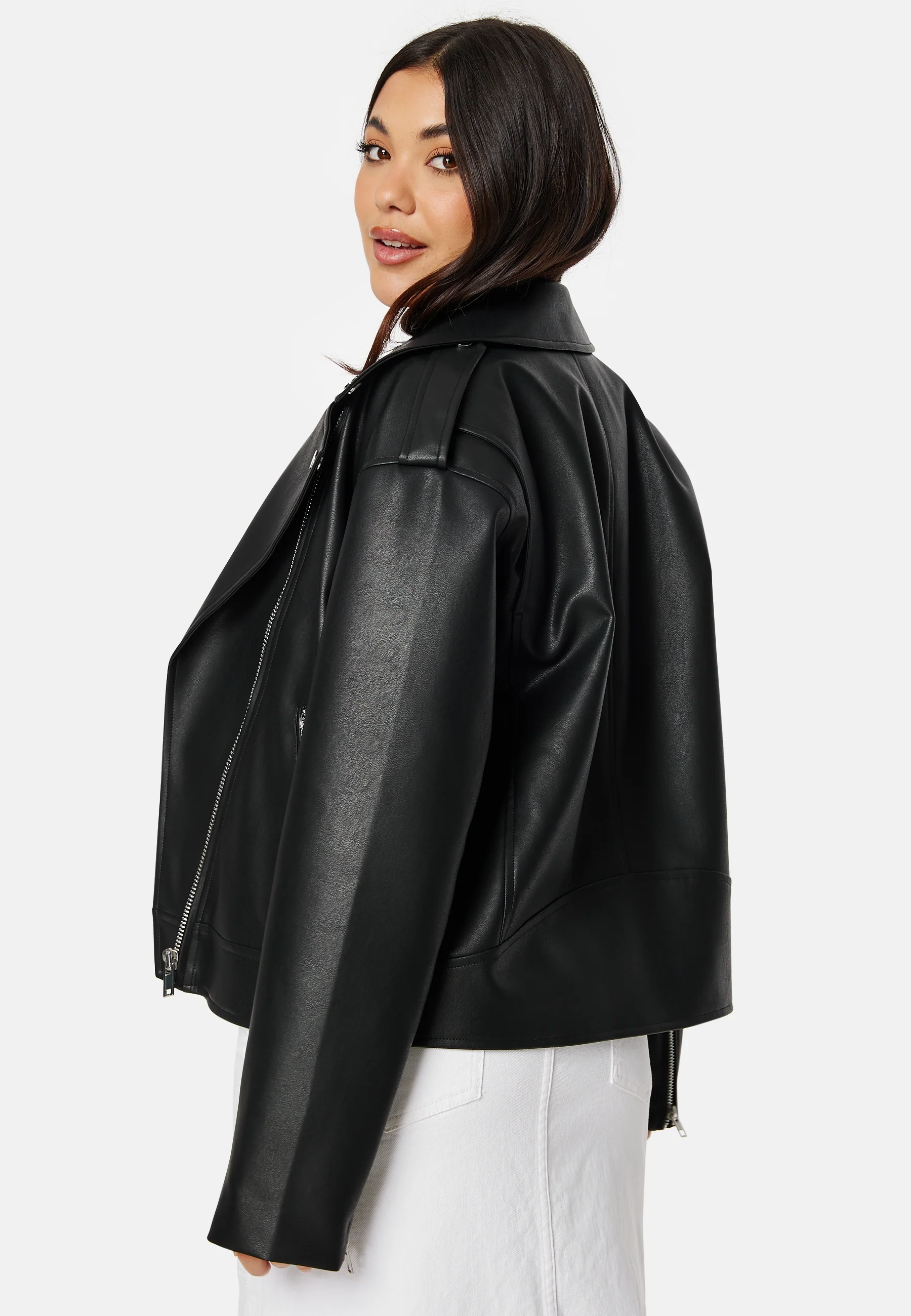 Faux Leather PU Biker Jacket - Image 2