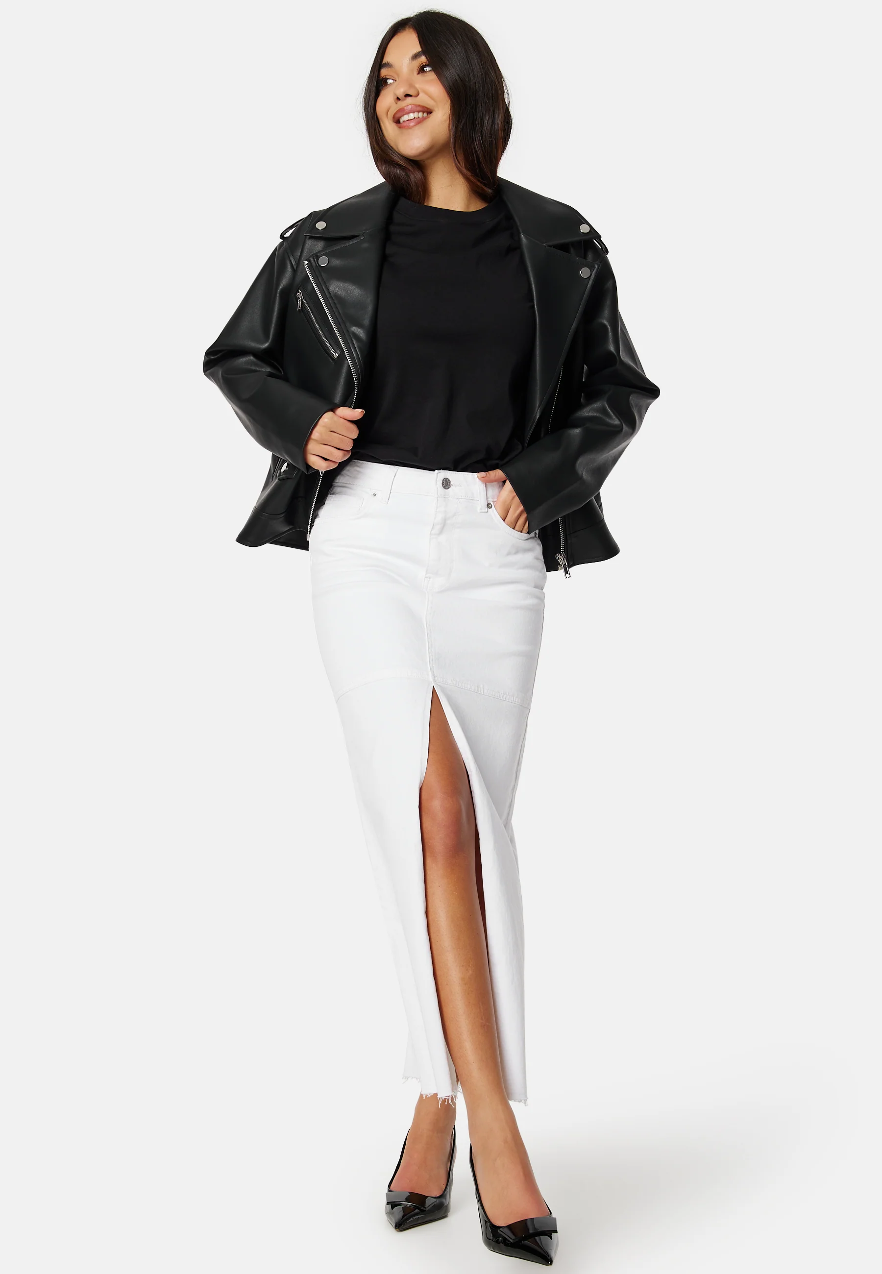 Faux Leather PU Biker Jacket - Image 3