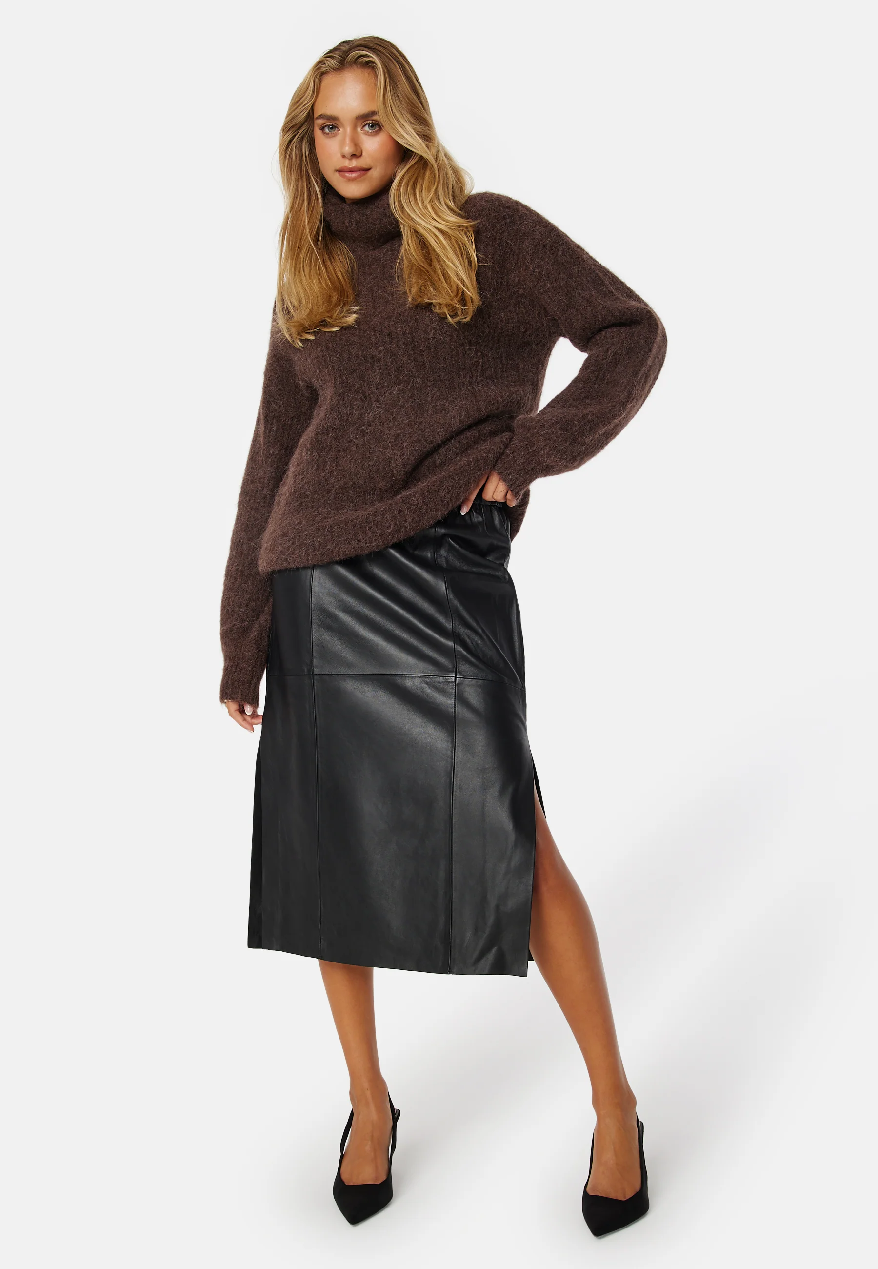 Fianna HW Midi Leather Skirt - Image 2
