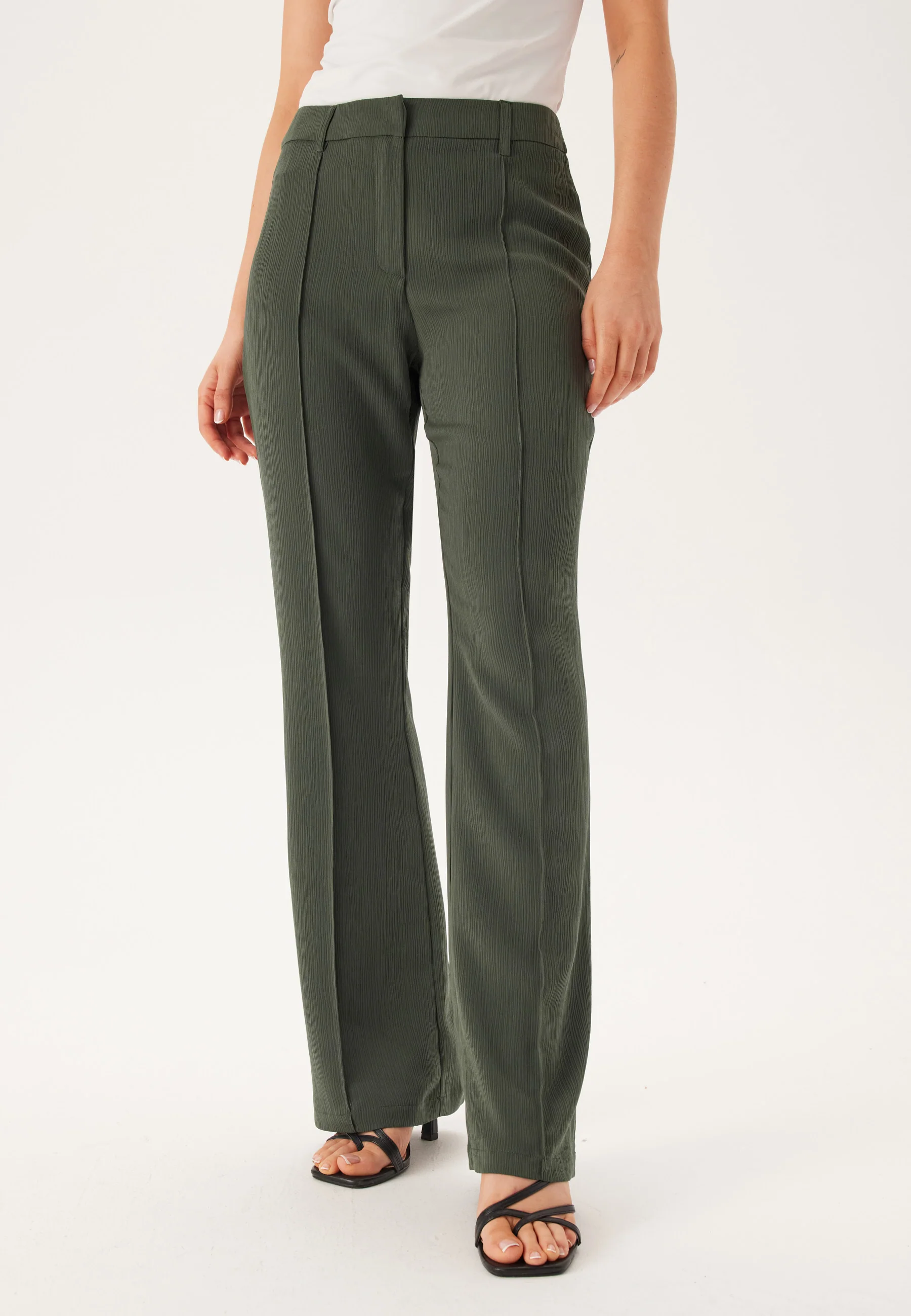 Flared Structured Suit Trousers - Image 3