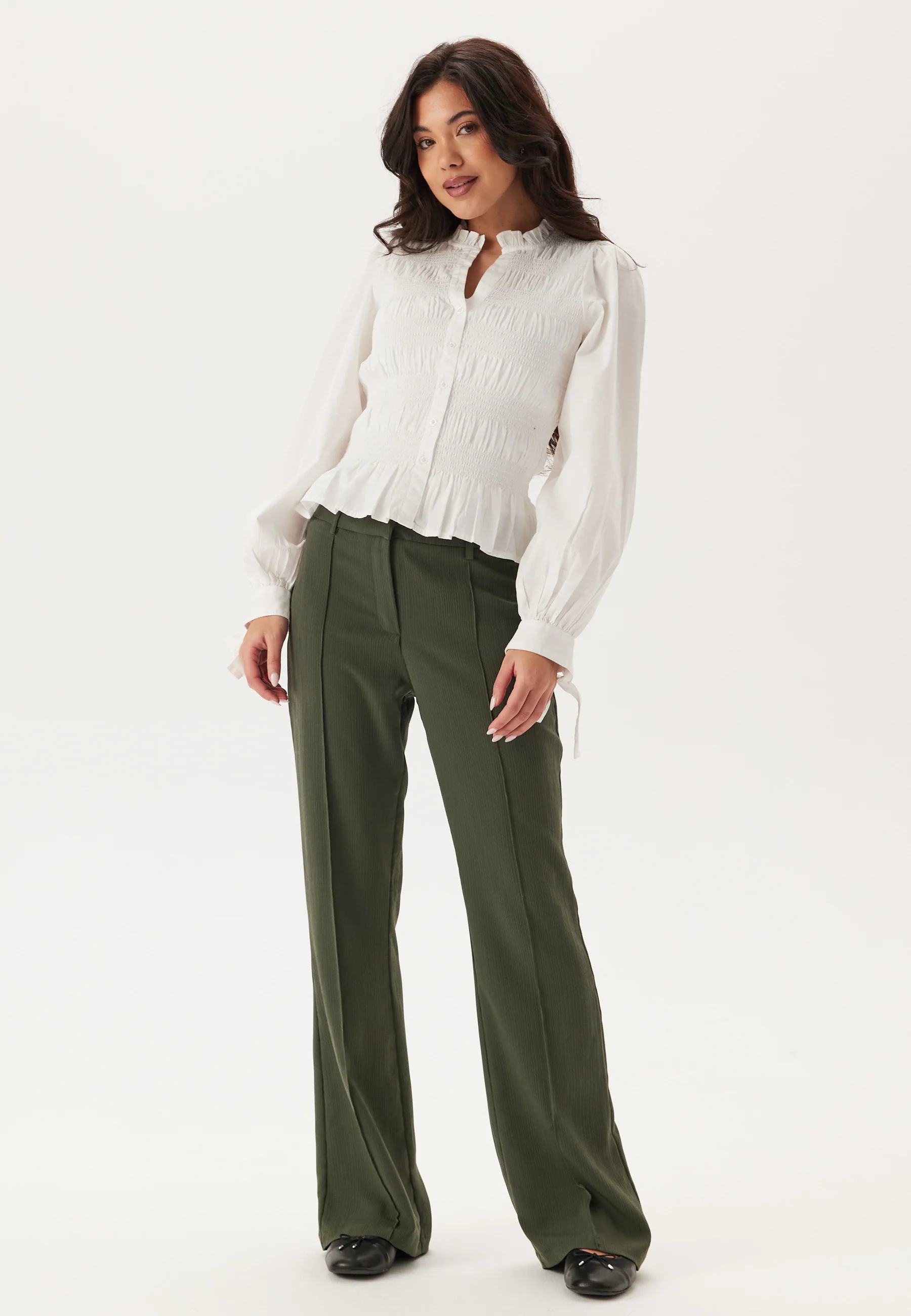 Flared Structured Suit Trousers - Image 5