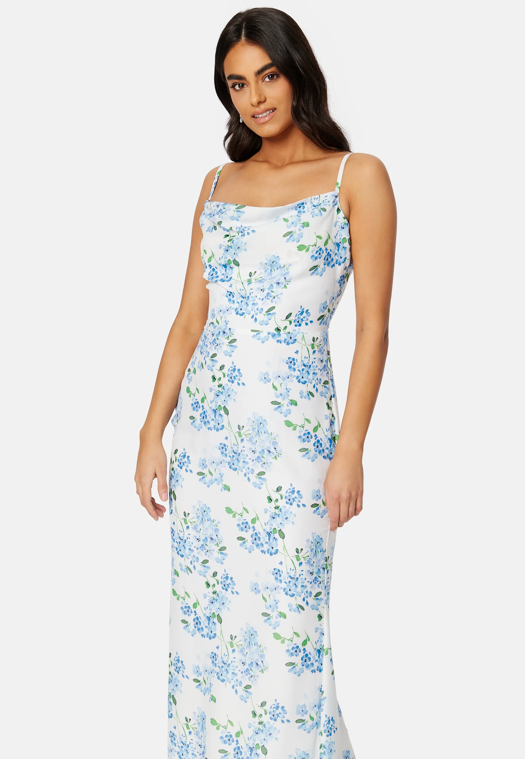 Floral Chiffon Cowl Neck Maxi Dress - Image 3