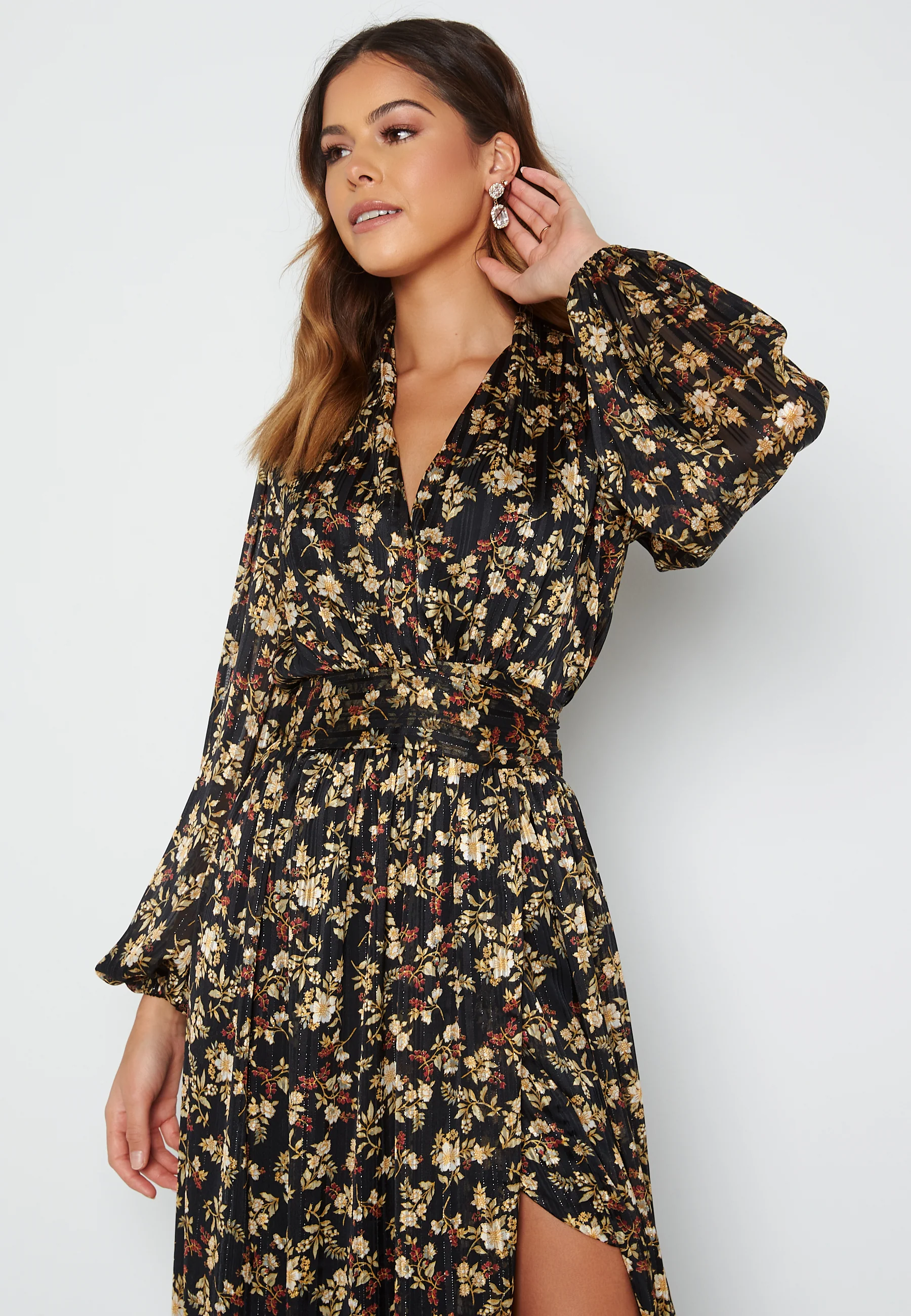 Floral Deep V Maxi Dress - Image 3