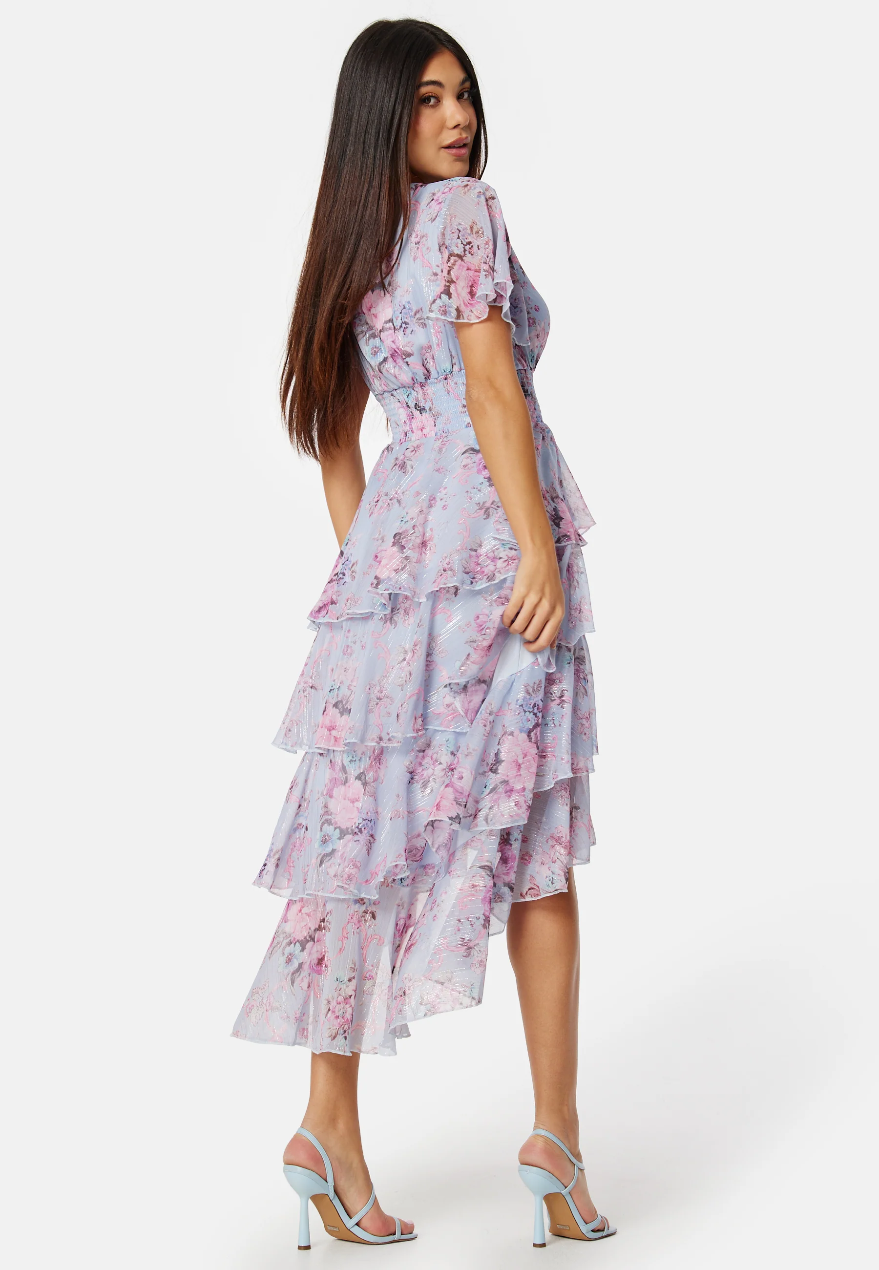 Floral Flutter Tiered High Low Dress - Image 2