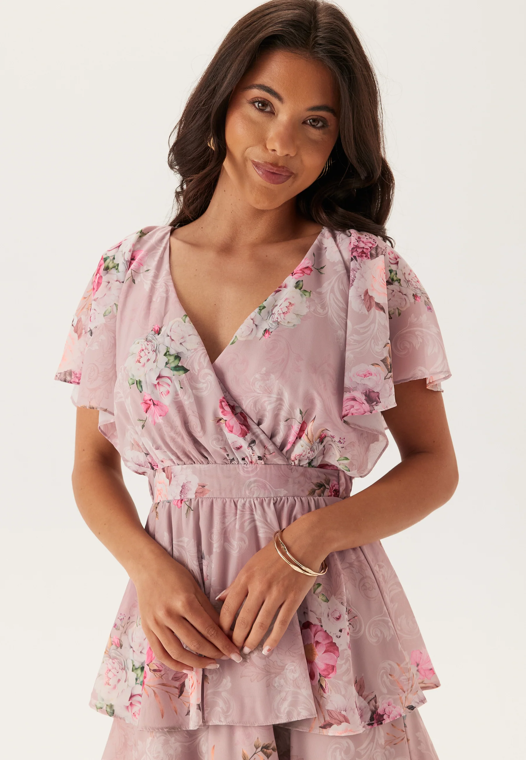 Floral Flutter Tiered Maxi Dress - Image 3